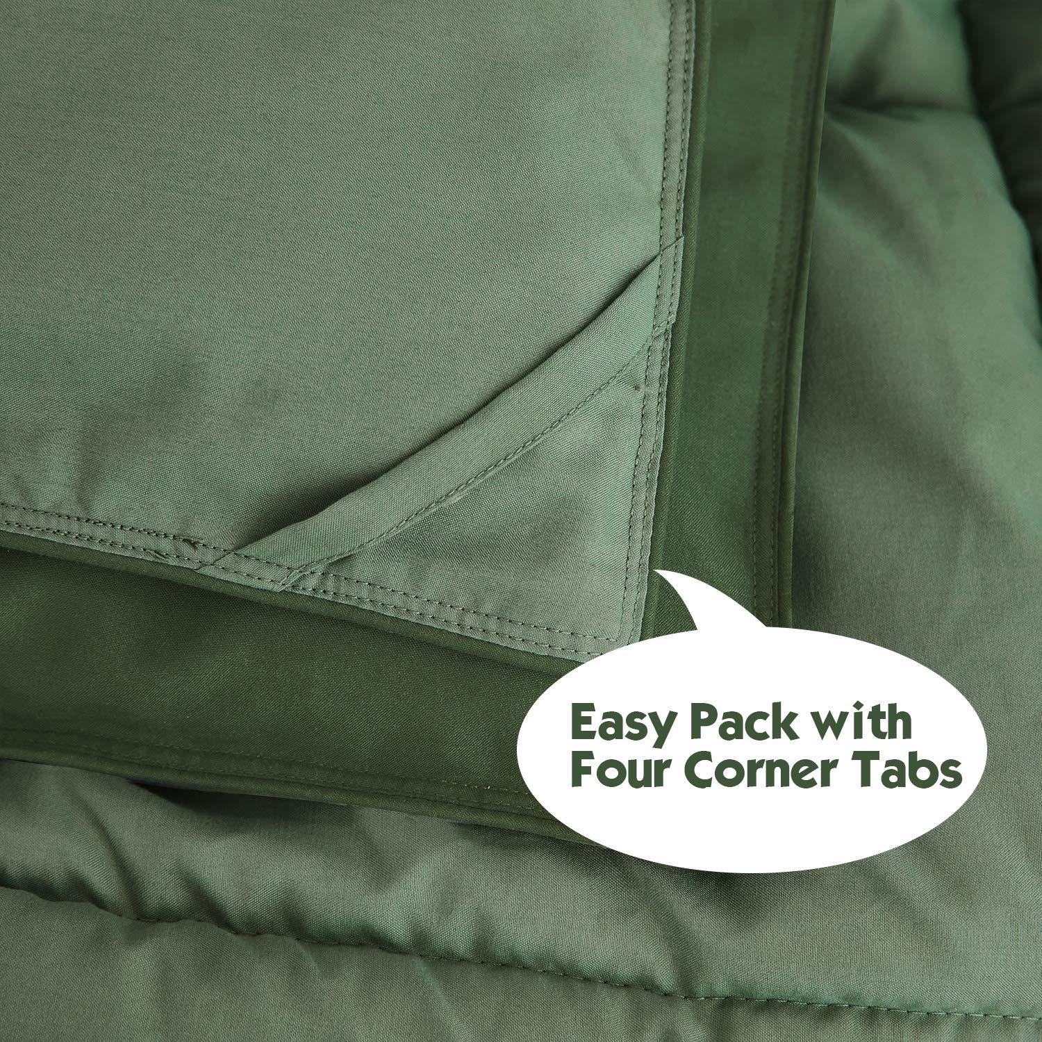HIG 3pc Green Queen Size Comforter Set - All Season Reversible Down Alternative Comforter with Two Shams - Quilted Duvet Insert with Corner Tabs - Box Stitched Blanket - Breathable, Soft, Fluffy - Image 5