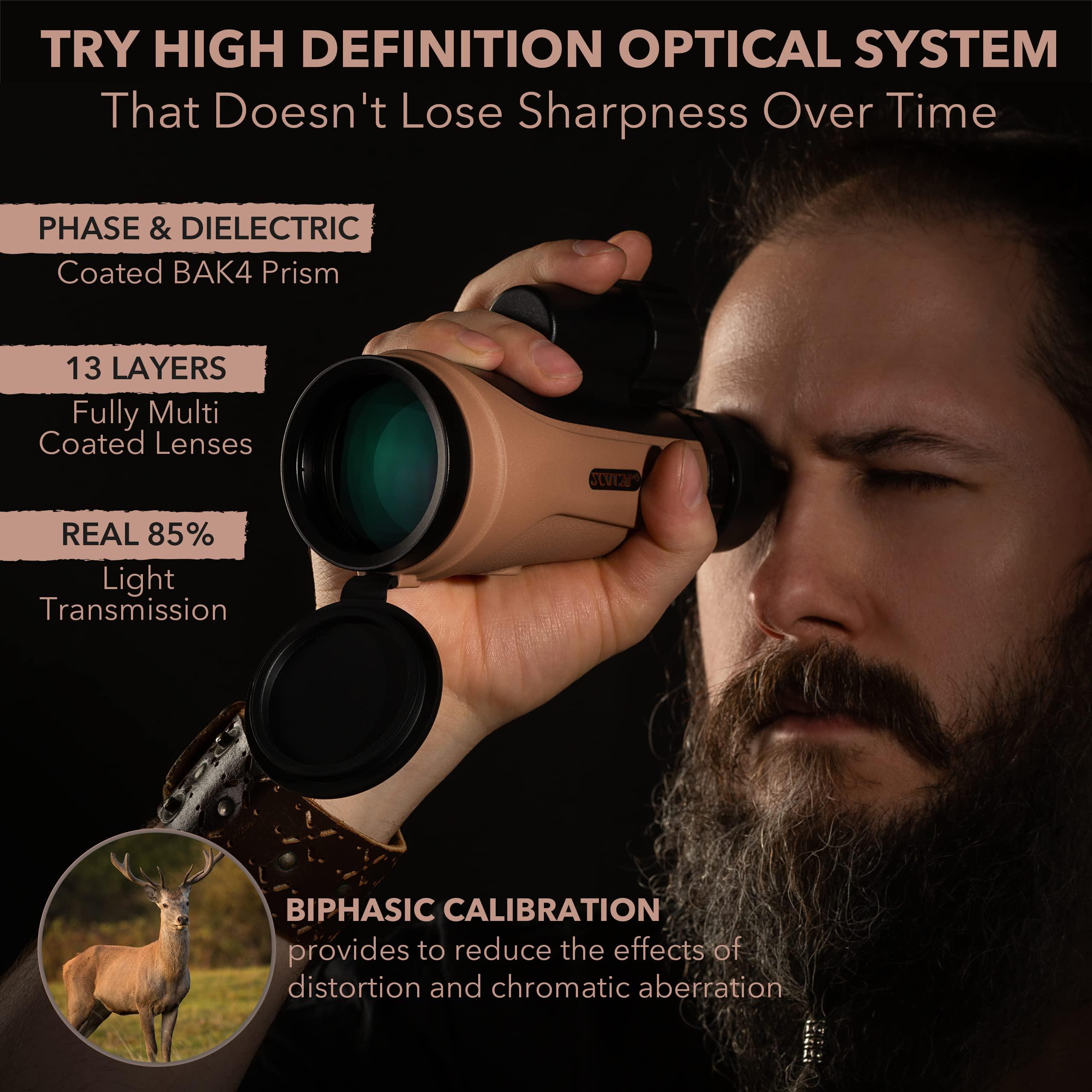 Scotar 12x50 Monocular Telescope - FMC Fogproof, IP67 Waterproof Hand Held Telescope - BAK4 Phase and Dielectric Coated Prism - Adventure Accessories Set: Bag, Smartphone Adapter, Mini Tripod - Image 2