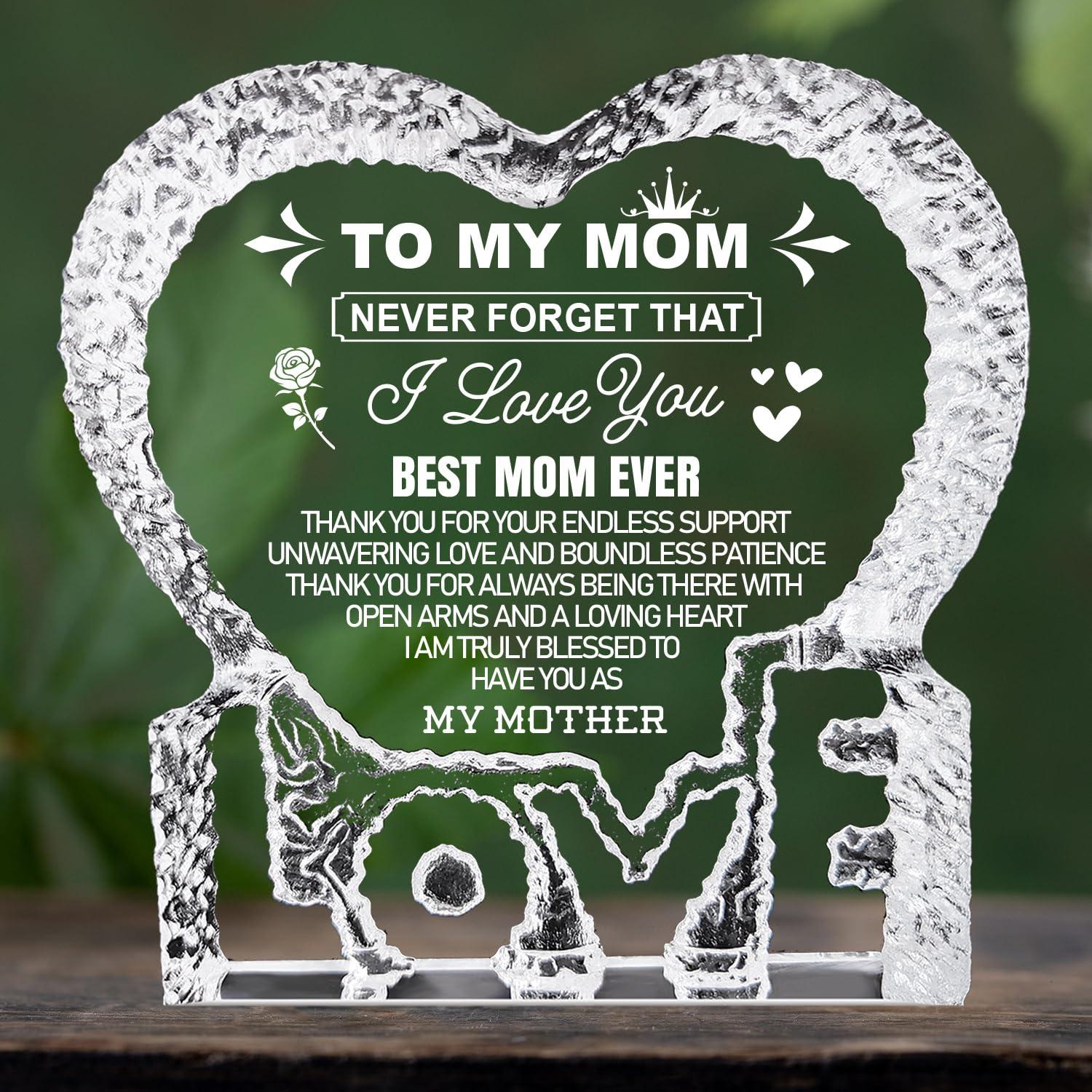 K-MLICE Mothers Day Mom Gifts, Birthday Crystal Gifts for Mom from Daughter Son Happy Mothers Day Anniversary Christmas Mama to My Mom Best Presents