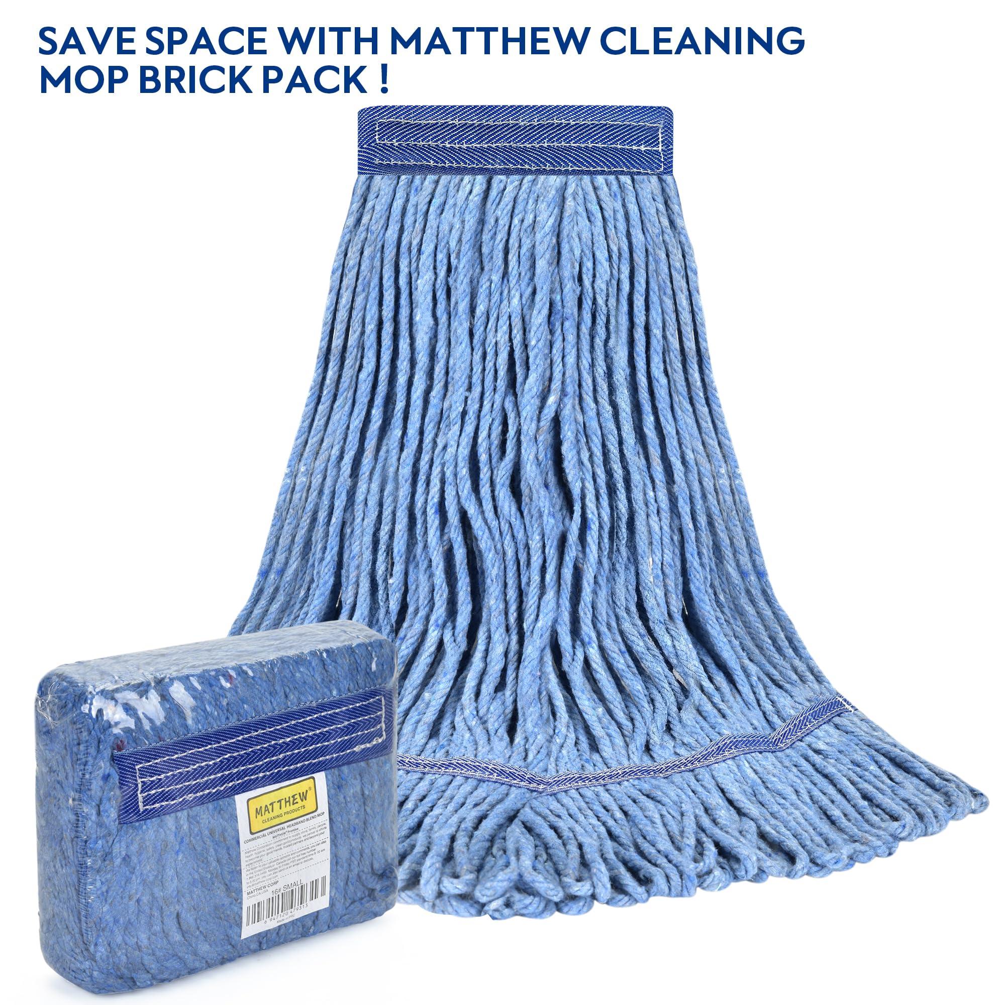 MATTHEW CLEANING Heavy Duty Mop Head Commercial Replacement for General and Floor Cleaning , Wet Industrial Blue Cotton Looped End String Head Refill (Pack of 3) Blue - Image 6
