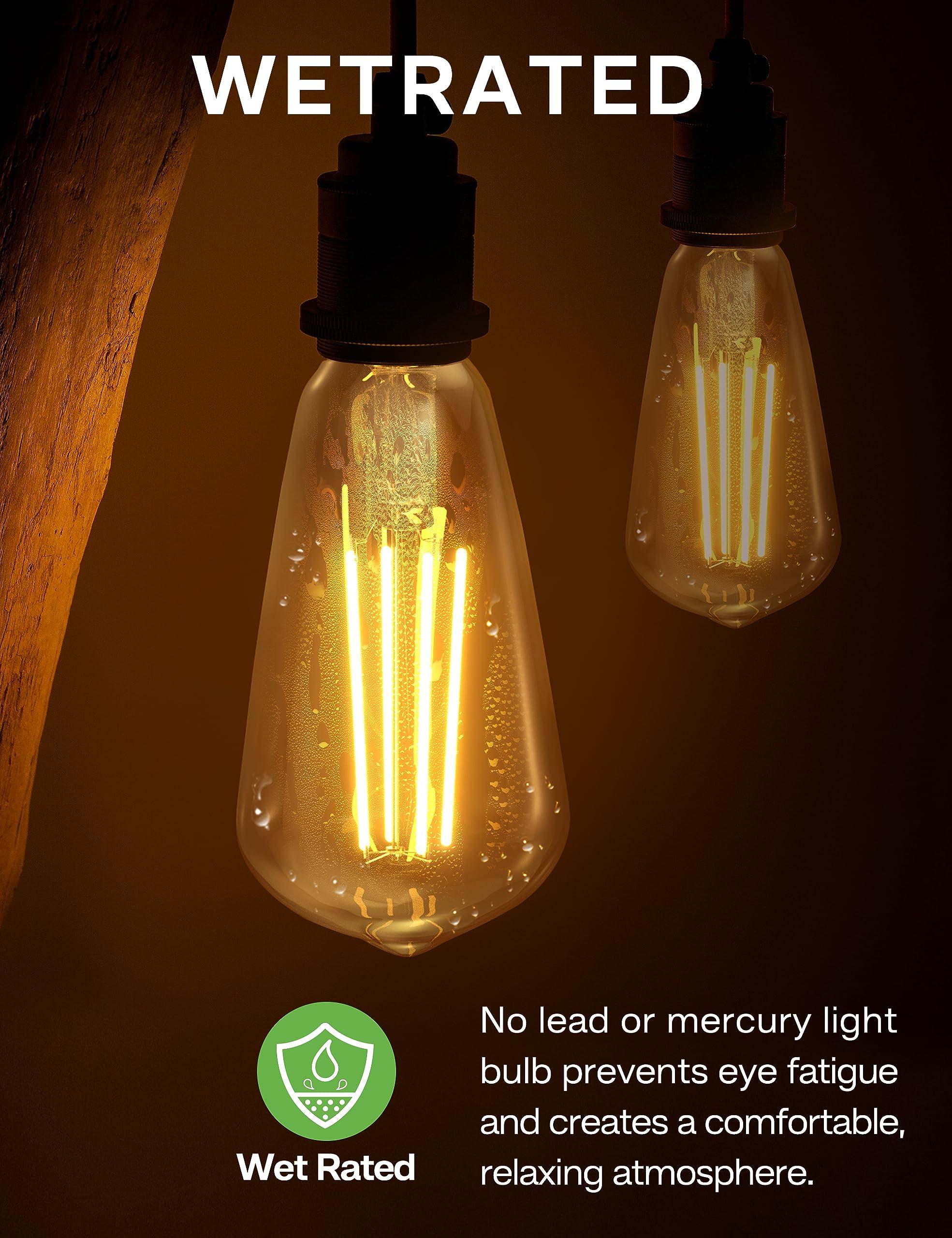 Eastiya Dusk to Dawn Light Bulbs, 6W Equivalent 60W, Soft White 2700K, E26 Base, Light Sensing, ST58 Vintage Style, 600LM, Outdoor Edison Bulbs, Automatic Light Bulbs for Porch Patio Garage, 4 Pack - Image 4