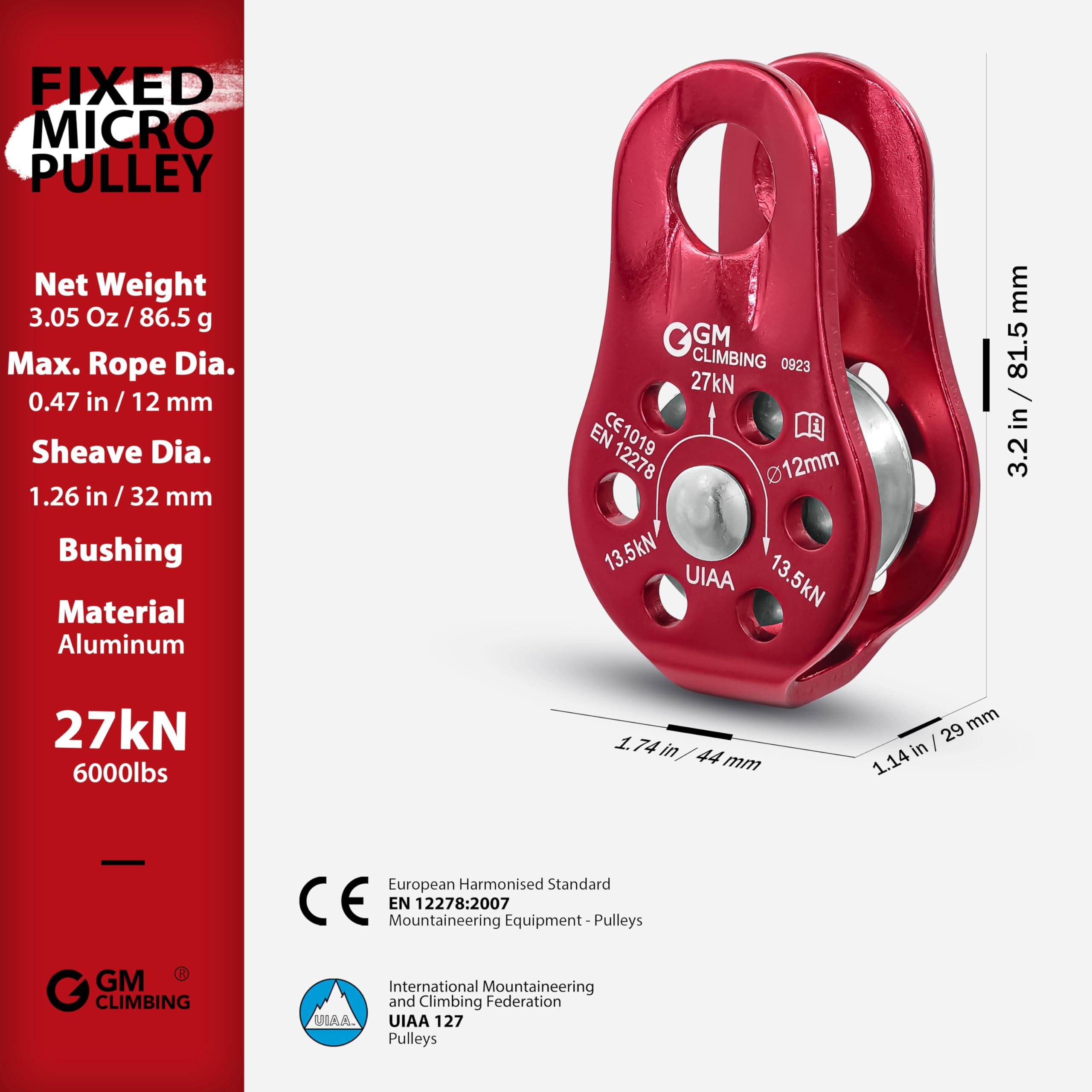 GM CLIMBING Fixed Micro Pulley 27kN CE UIAA Certified Slack Tender for Hitch Tending - Image 2