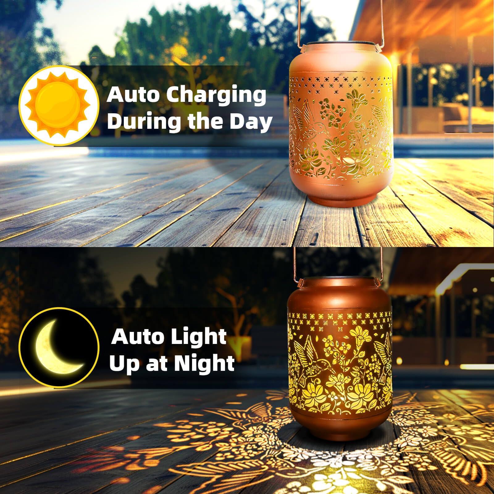 Solar Lanterns Outdoor Waterproof, Hummingbird Hanging Solar Lantern Garden Decor Birthday Gifts for Women Mom Grandma, Metal Solar Powered Lanterns Garden Decoration for Yard, Patio, Backyard, Porch - Image 3