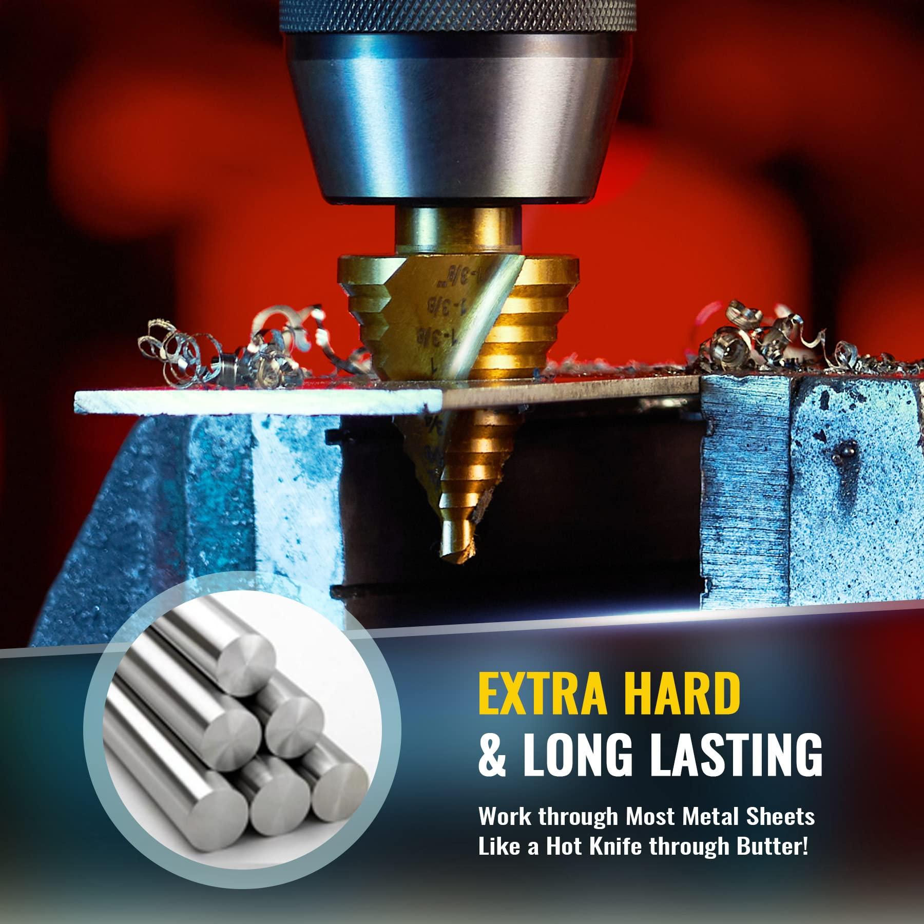 ZELCAN Step Drill Bits, HSS 5PCS Titanium Step Drill Bit Set, Spiral Grooved with Automatic Center Punch, Step bit Set for Sheet Metal with Aluminum Case, Multiple Hole Stepped up Bits for DIY Lovers - Image 5