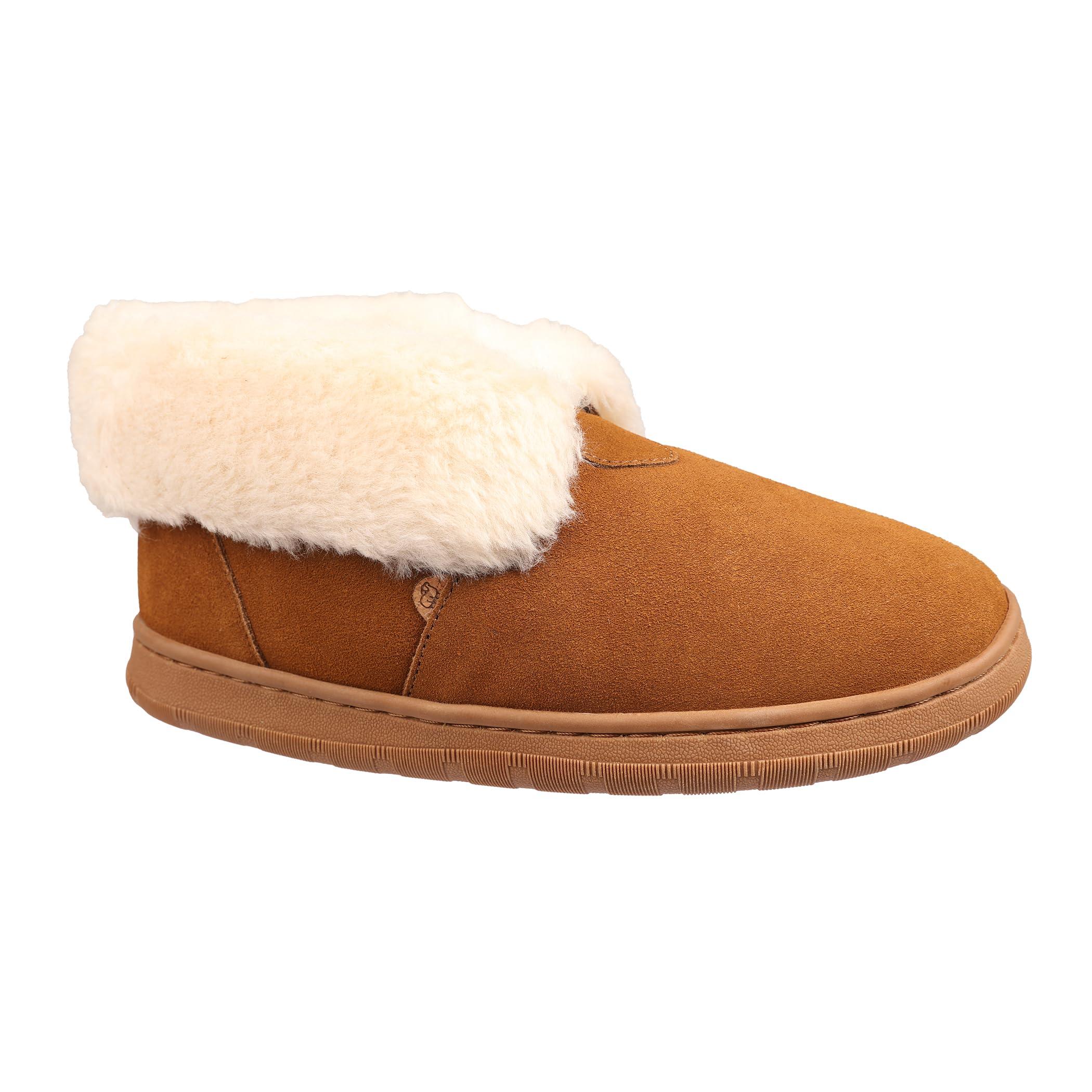 Lamo Women's Mabel Bootie Slippers For Women - Premium Suede Upper, Luxurious Faux Fur Lining, Ortholite Foam Footbed with Australian Sheepskin, NEW Upgraded Women's Bootie