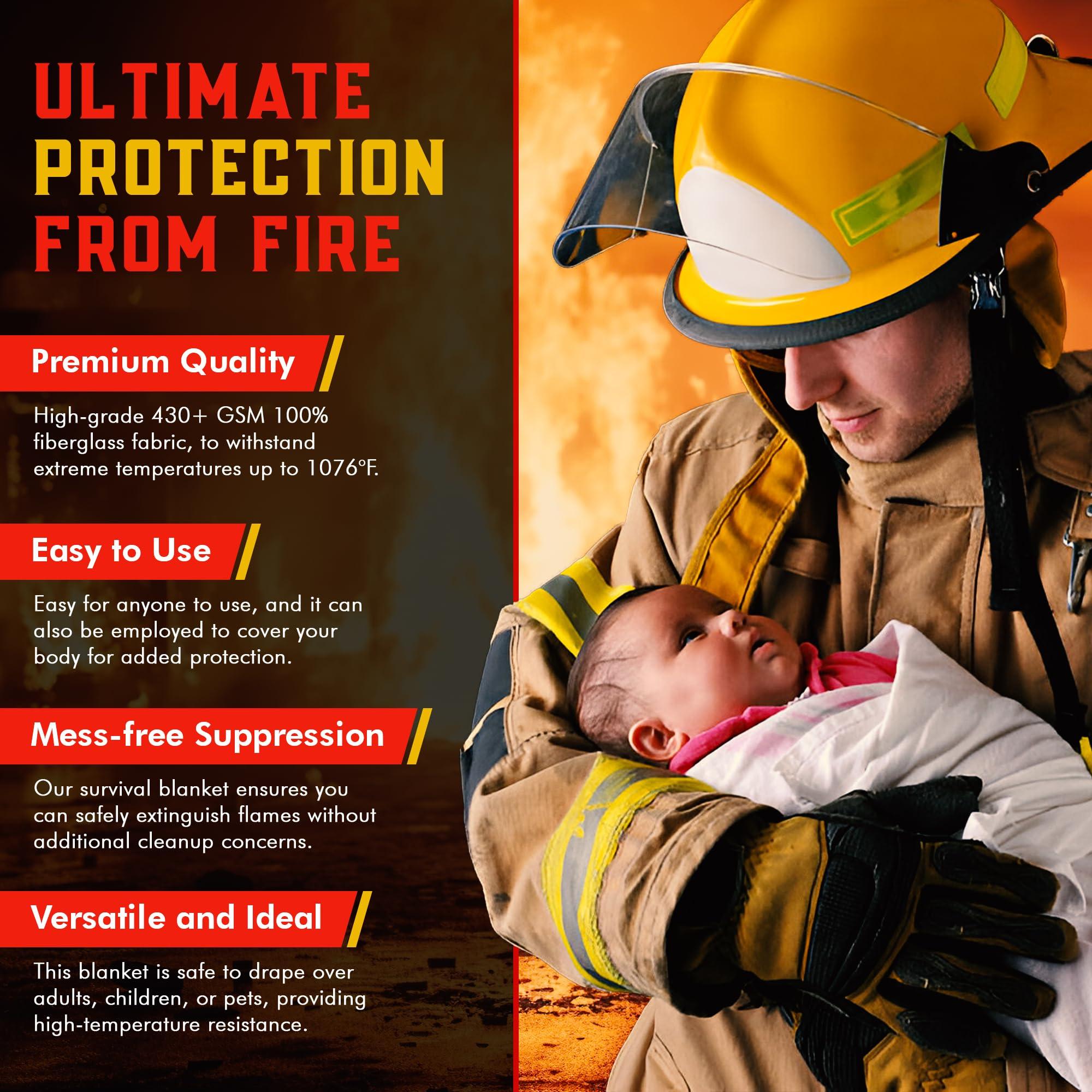 Mart Cobra Fire Blanket 2-Pack – Emergency Fire Suppression for Home & Kitchen – 40"x40" Fireproof Fiberglass Safety Blankets – Heat Resistant & Easy to Use – Smothers Grease & Electrical Fires - Image 3
