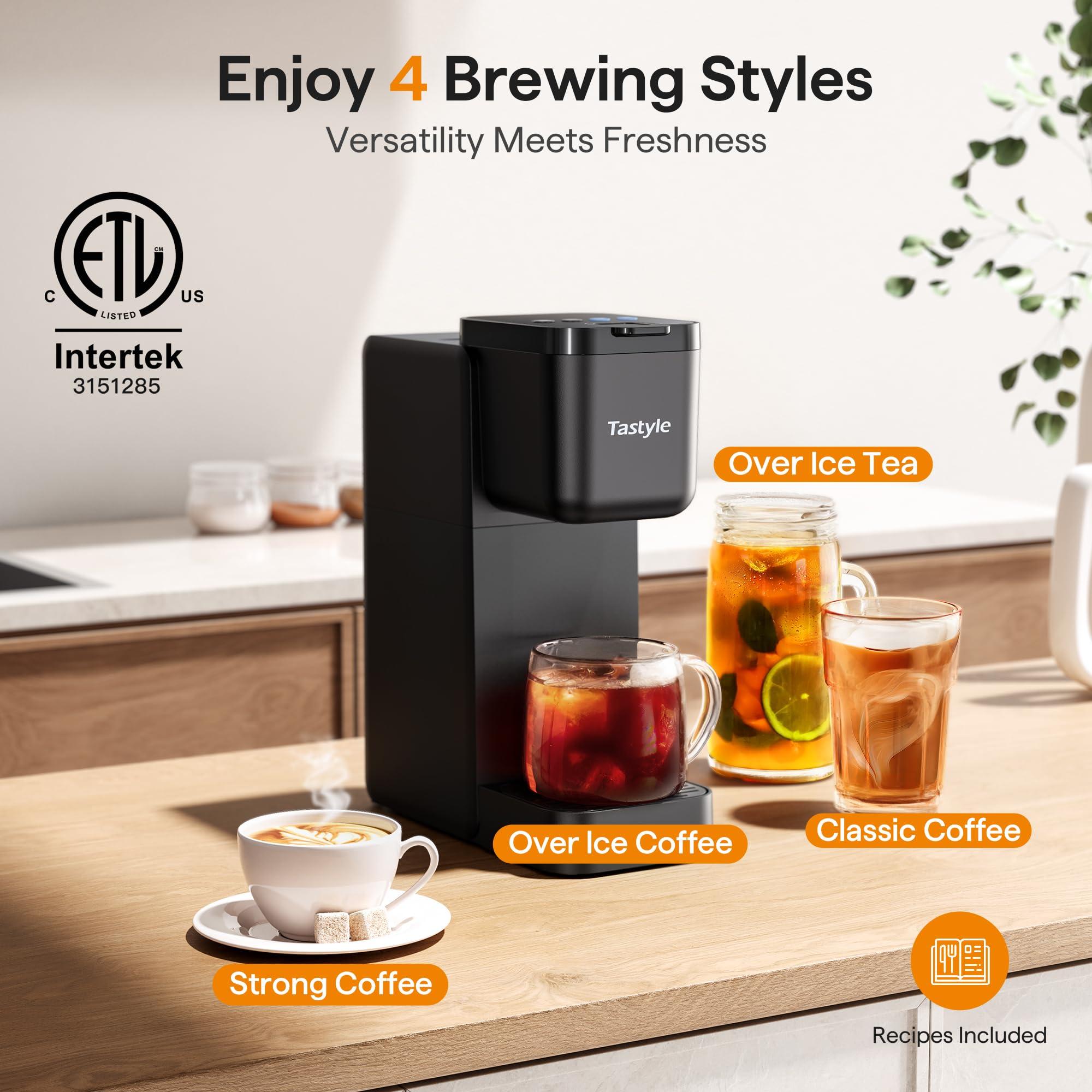 Tastyle Single Serve Coffee Maker for K Cup, Ground and Tea Leaves, Hot and Iced Coffee Machines with Bold Setting, 6 to 16 Oz Brew Sizes, Compact for Small Spaces, Black (2.0 Version) - Image 3