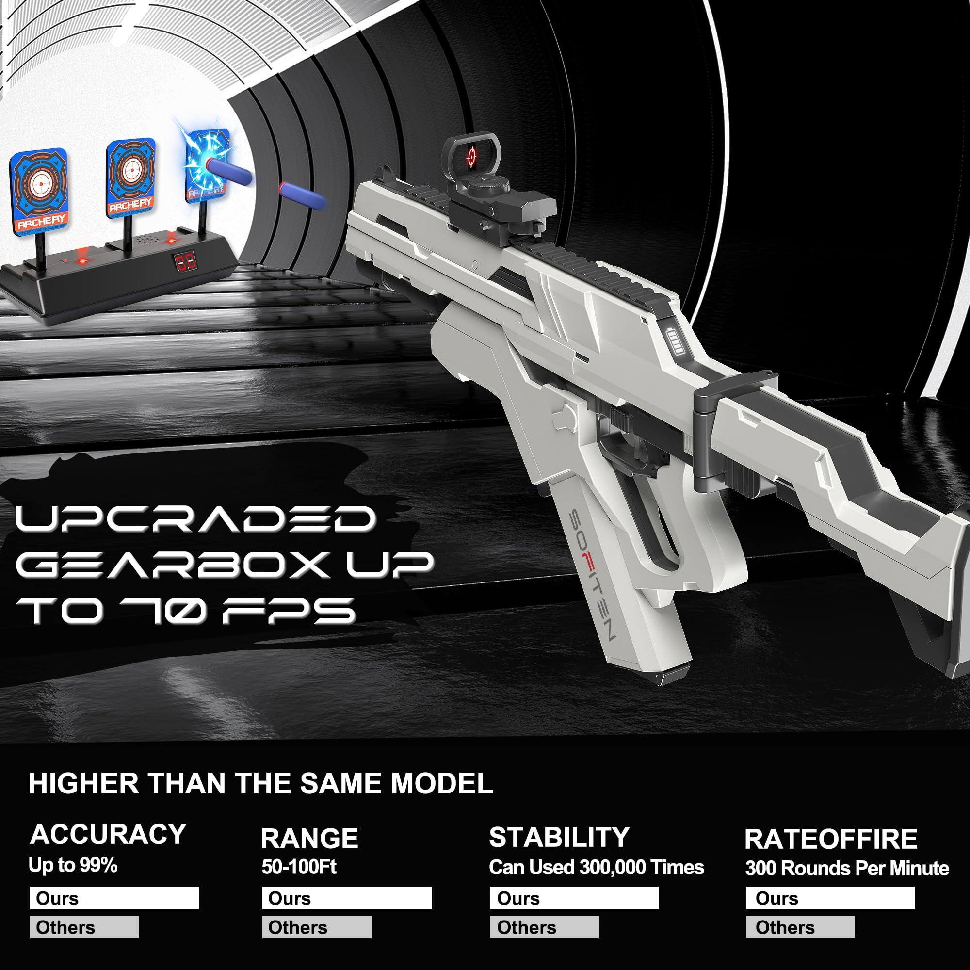 SOFITEN Toy Gun Automatic Sniper Rifle Tactical Vest Toy Foam Blaster with 150 Darts IR and Flashlight Foldable Stock The Shooting Activity Game for Kids Age 8-12 Gifts for Birthday Xmas - Image 3