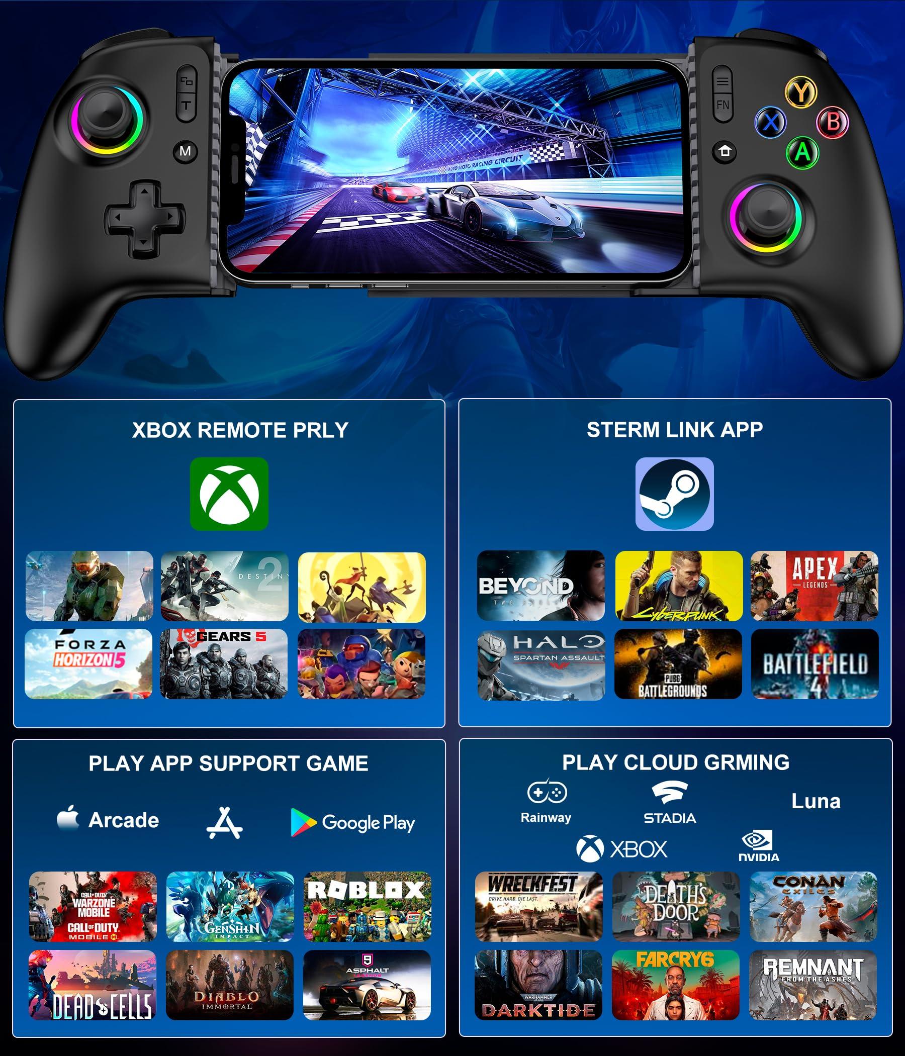 Phone Controller - Mobile Gaming Controller with Hall Effect Joysticks & Triggers,Cool Dynamic Light - No Dead Zone,800mAh Battery,Retractable Phone Case Support, Controller for iphone and Android - Image 5