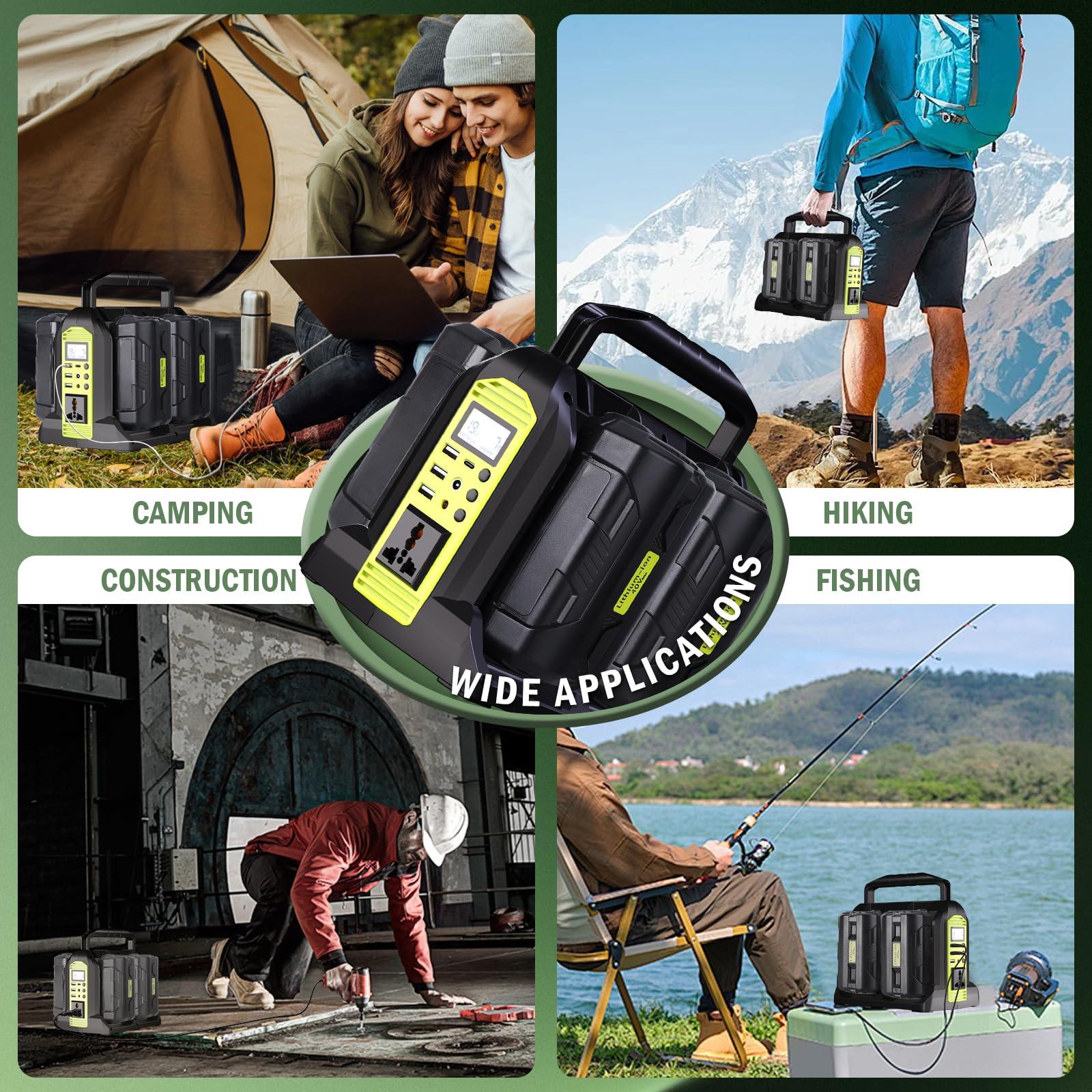 350W Power Inverter for Ryobi 40V Li-ion Battery, OP401 4-Port 40V to 120V Pure Sine Wave Inverter with LED Light, 3 USB-A Port, 1 USB-C Port, 1 DC Port, Power Station for Camping Emergency(Tool Only) - Image 6