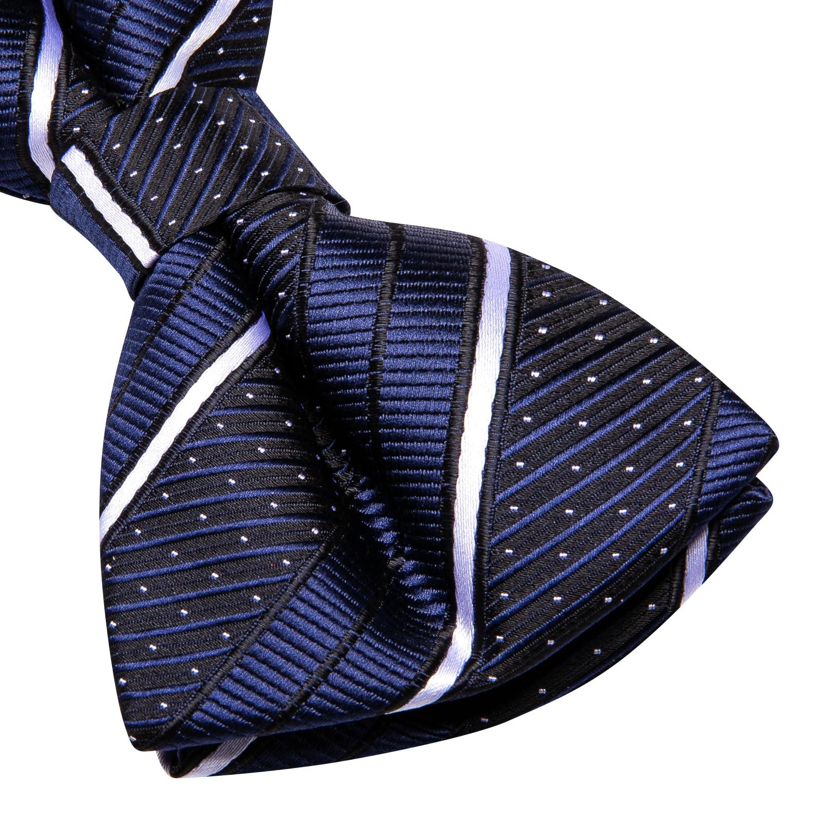 Dubulle Mens Paisley Striped Bowtie Set Pre-tied Bowtie for Men and Pocket Square Set Wedding Business - Image 5