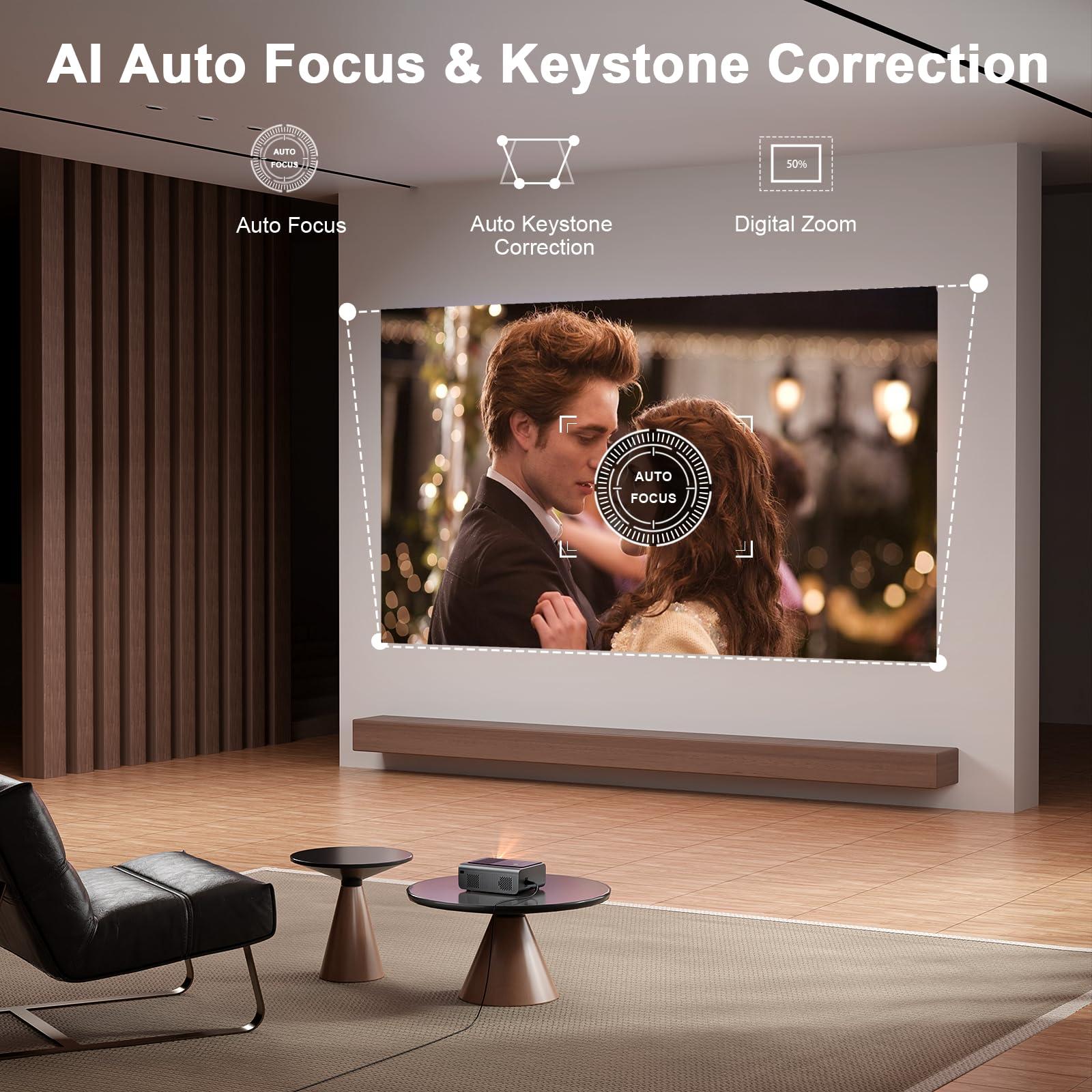 [Built-in Apps & Auto Focus/Keystone] Smart Projector with WiFi and Bluetooth, VOPLLS 700ANSI Native 1080P Outdoor Projector, 50% Zoom Home Theater Movie Projector for Bedroom/iOS/Android/PPT - Image 3