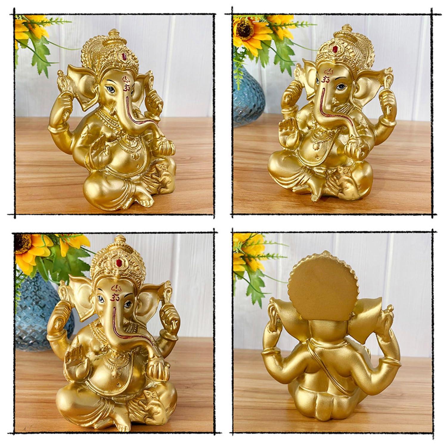 Hindu Ganesha Statue Diwali Decor - India God Lord Ganesh Ganpati Indian Idol Home Office Temple Mandir Puja Decor Altar Yoga Meditation Room Altar Shrine Kit Wedding Return Gift - Image 5