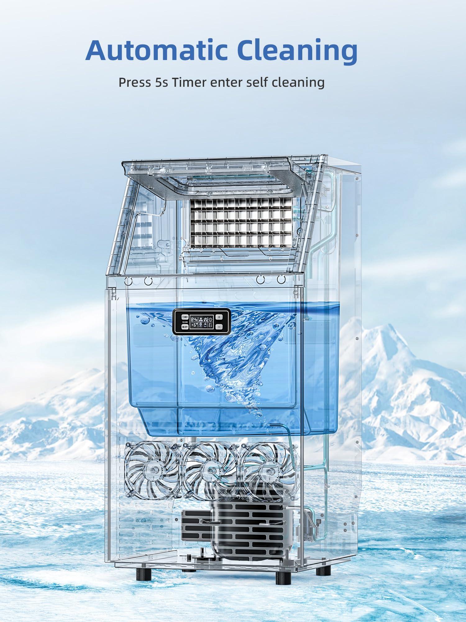 COWSAR Commercial Ice Maker Machine 100Lbs/24H, Stainless Steel Undercounter Ice Maker with 33Lbs Storage Capacity, Self-Cleaning Freestanding Ice Machine for Home, Bar, Restaurant, Office, Outdoor - Image 4