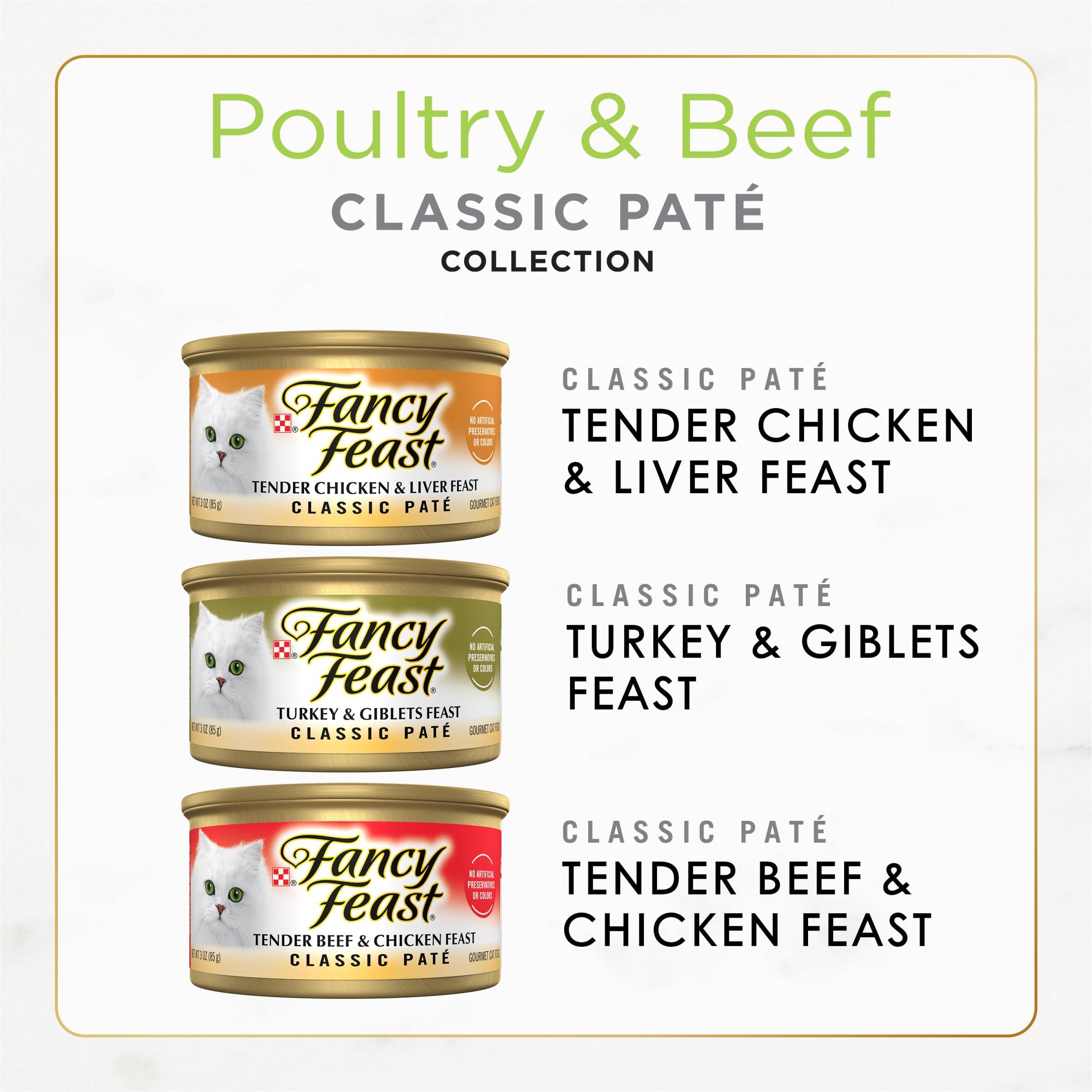 Fancy Feast Poultry and Beef Feast Classic Pate Collection Grain Free Wet Cat Food Variety Pack - (Pack of 30) 3 oz. Cans - Image 2