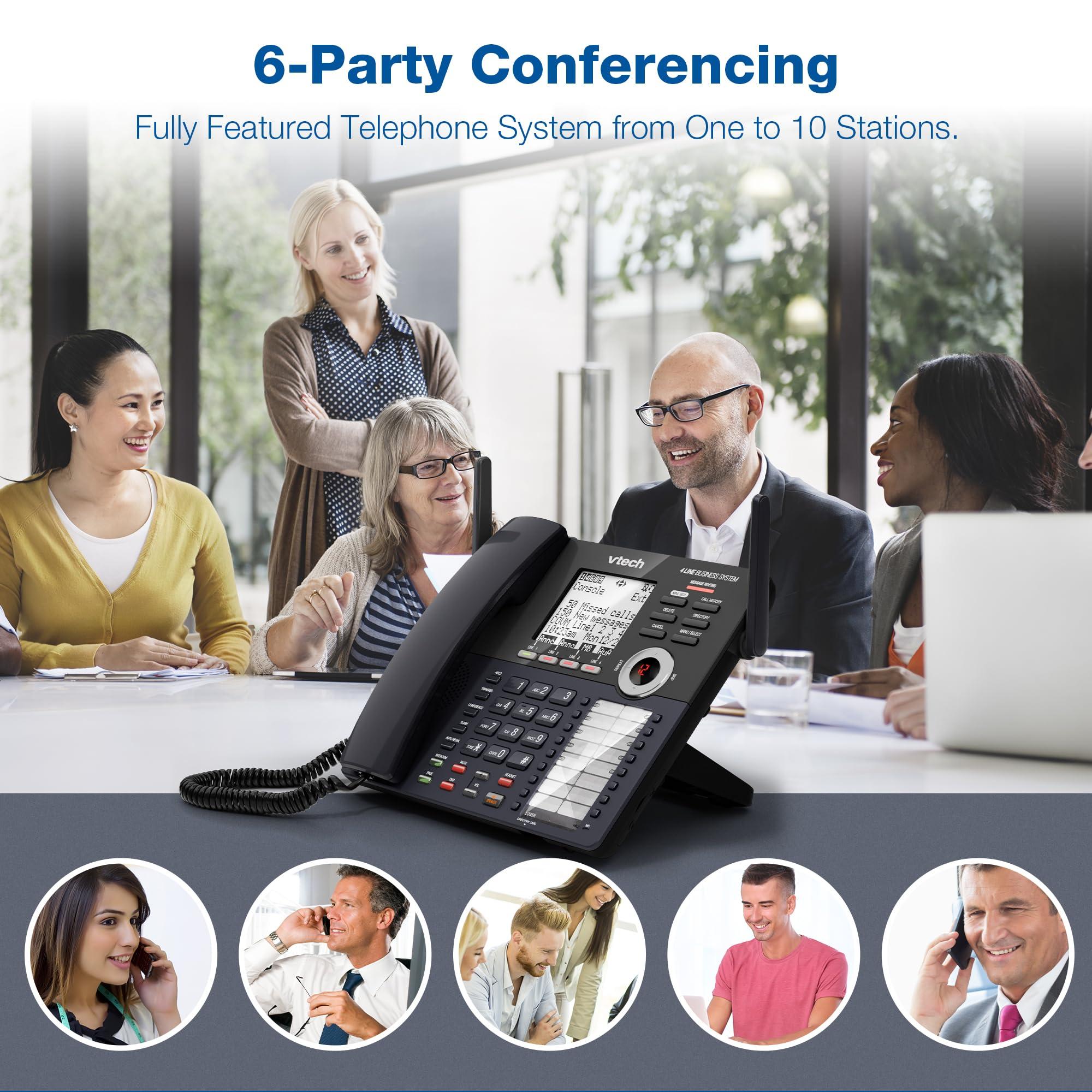 VTech AM18447 Main Console 4-Line Expandable Small Business Office Phone System with Answering Machine, Intercom, Auto Attendant & Music on Hold, Black - Image 4