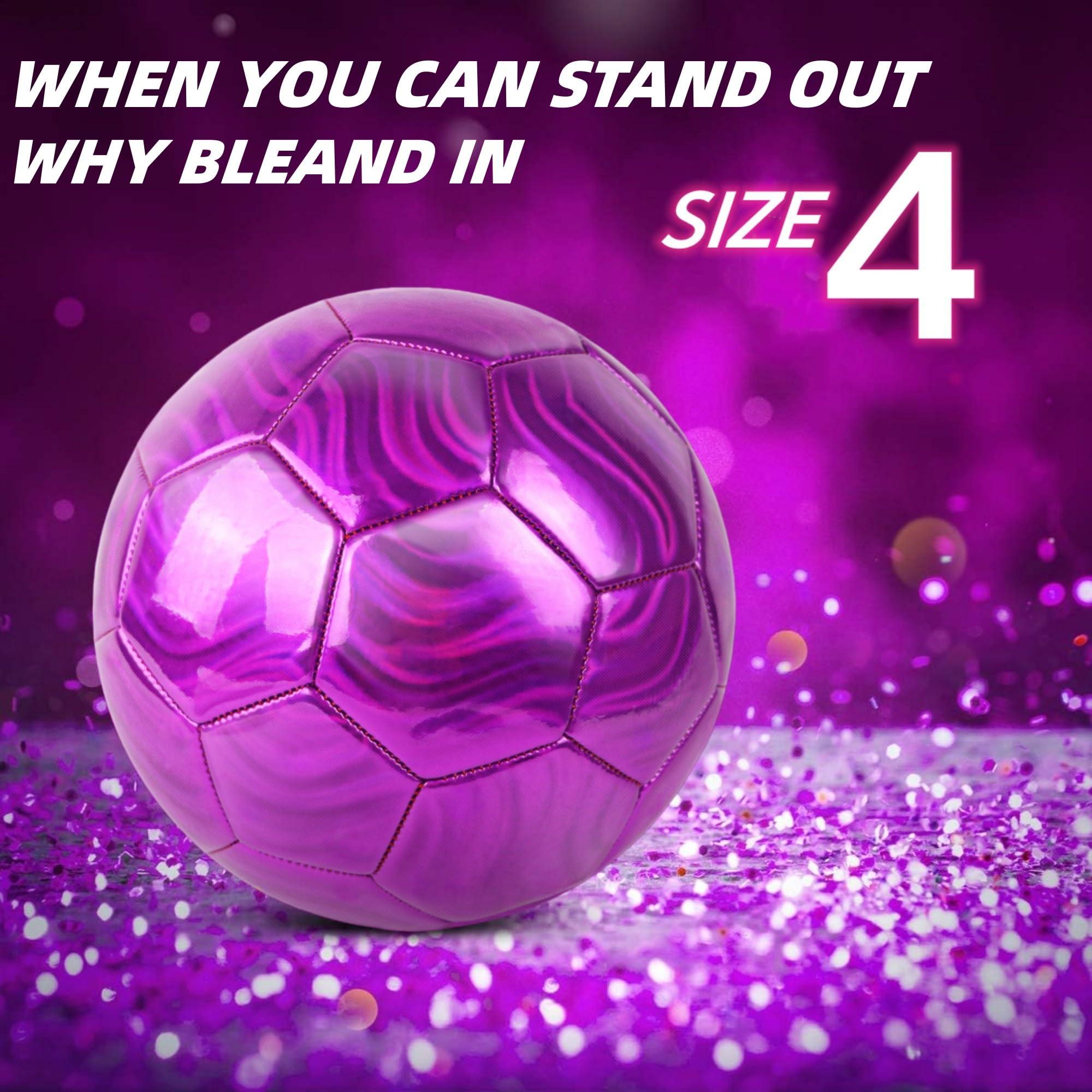 Size 4 Soccer Ball Glitter Pink - Kids Aged 4-6 6-8 8-12 Outdoors Sports Training Ball Recreation Playing Ball Teens Girls Children Youth Back to School Birthday - Image 2