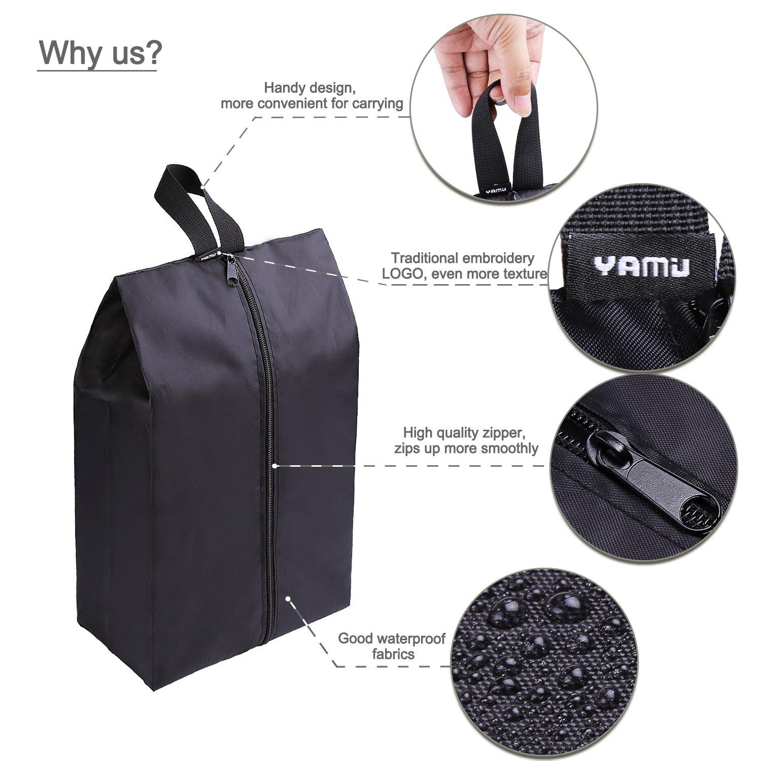 YAMIU Travel Shoe Bags Set of 4 Waterproof Nylon with Zipper for Men & Women, Black - Image 4