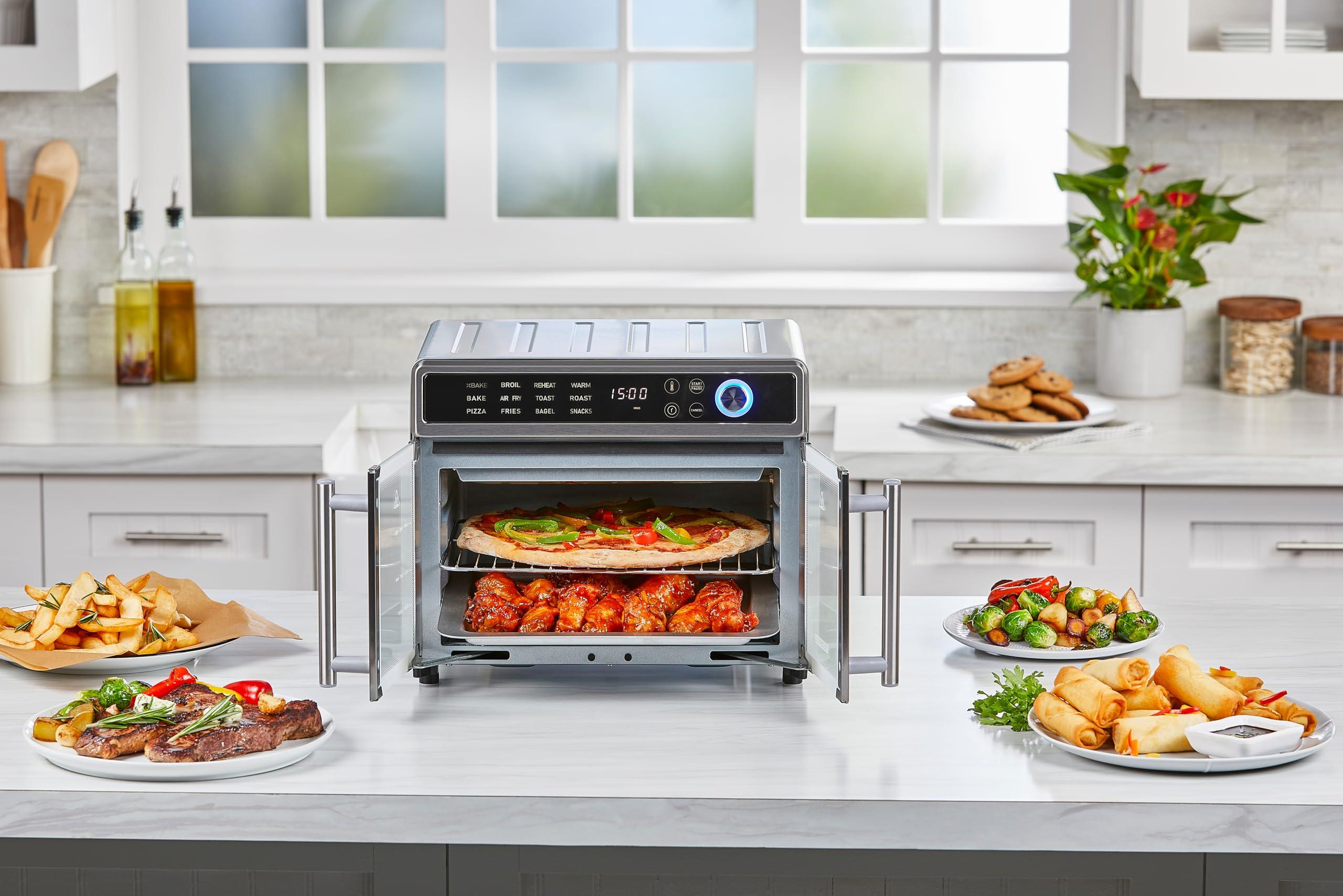 BLACK+DECKER Crisp 'N Bake Air Fryer Toaster Oven Combo, 12 in 1 Countertop Convection Oven Cooks Food Fast, Fits a Whole Pizza or 6 Toast Slices, French Doors with Stainless Steel Finish - Image 2