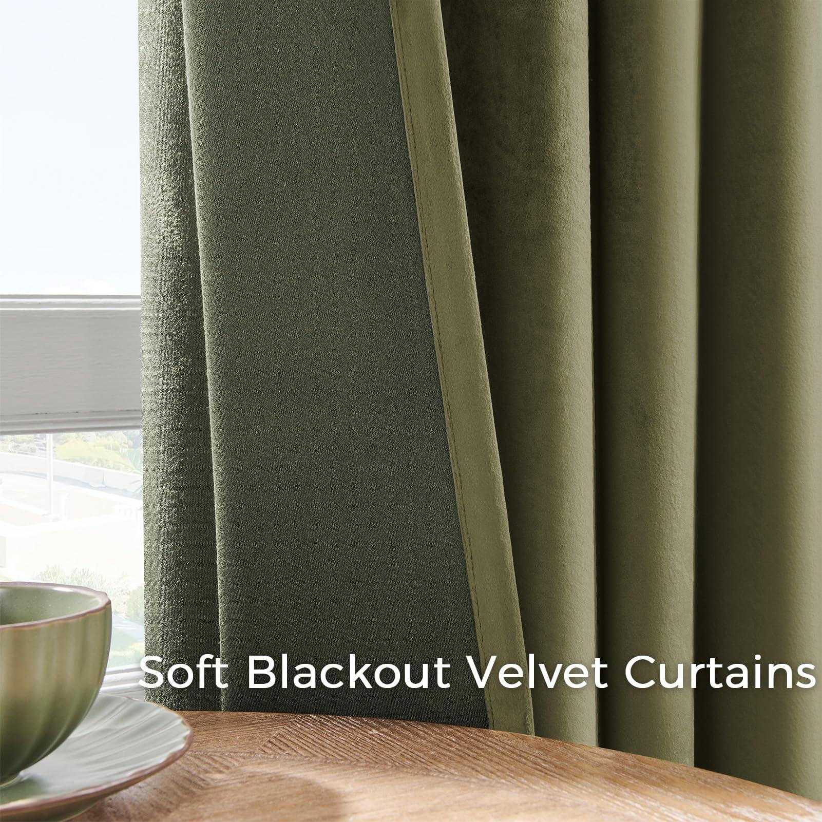 Topfinel Olive Green Velvet Curtains 84 Inches Long for Living Room,Blackout Thermal Insulated Curtains for Bedroom,Back Tab Modern Window Treatment for Living Room,52x84 Inch Length,Olive Green - Image 3