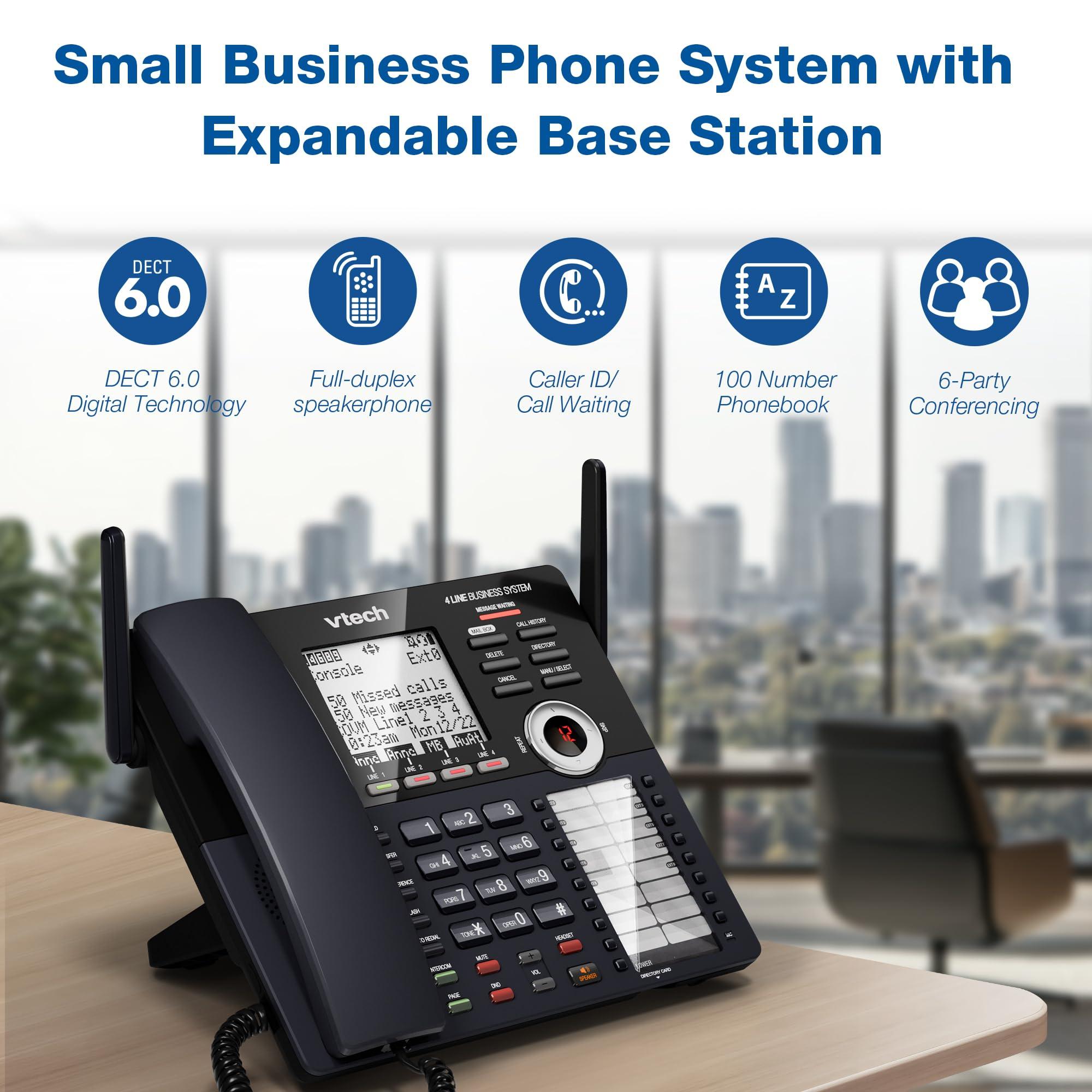 VTech AM18447 Main Console 4-Line Expandable Small Business Office Phone System with Answering Machine, Intercom, Auto Attendant & Music on Hold, Black - Image 3