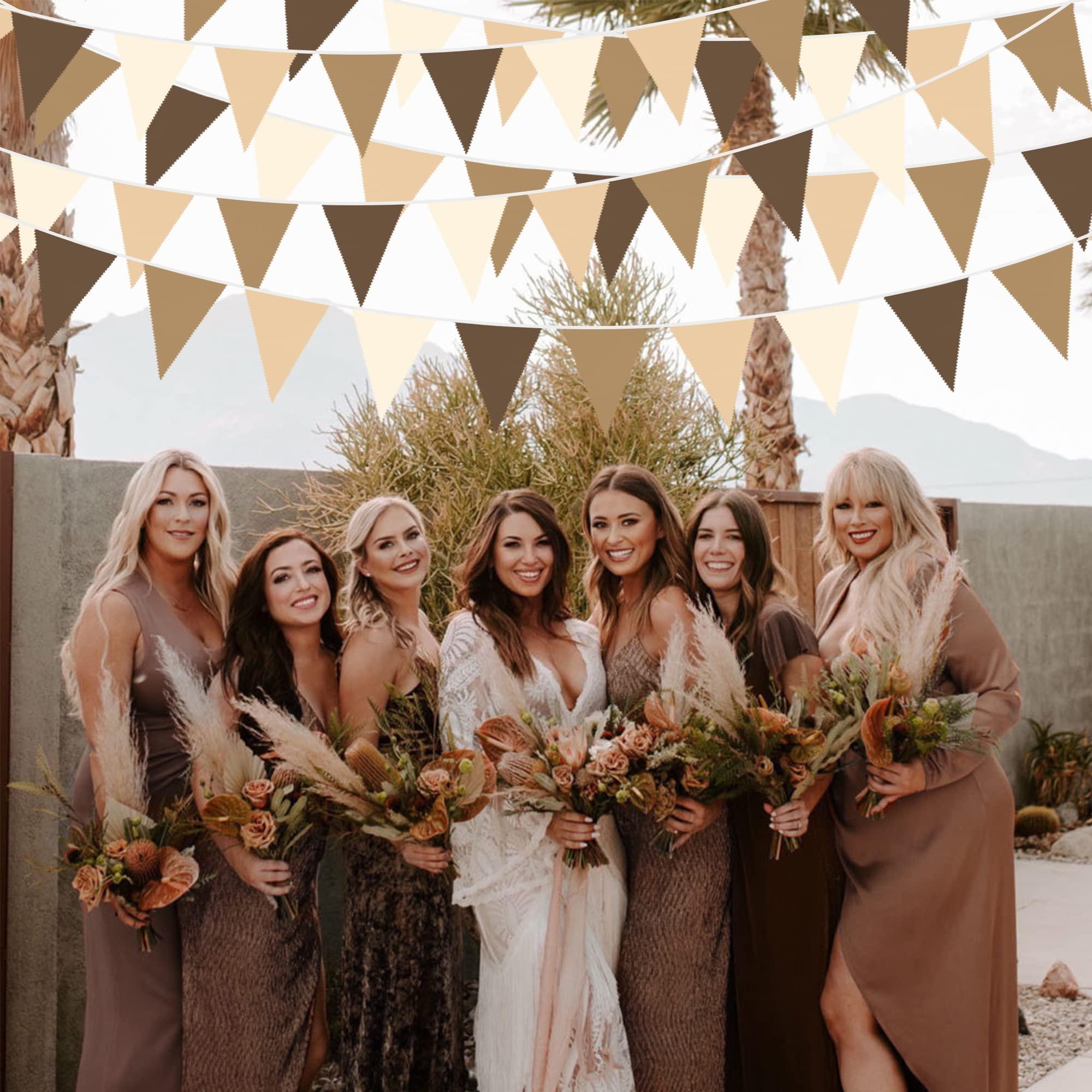 32Ft Brown Party Decorations Brown Pennant Banner Fabric Triangle Flag Bunting Garland Streamers for Woodland Teddy Bear Baby Shower Jungle Safari Birthday Home Outdoor Garden Decor - Image 6