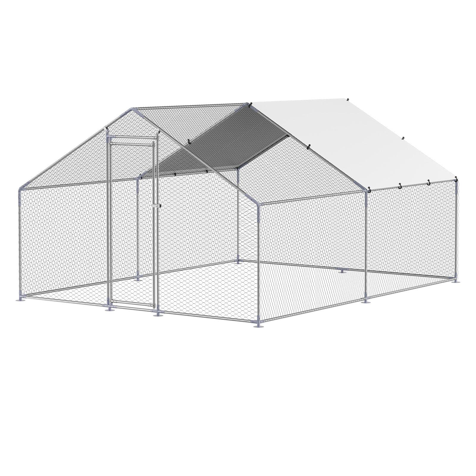 VEVOR Large Metal Chicken Coop, 9.8x13.1x6.5 ft Large Walk in Chicken Runs for Yard with Cover, Hen House Enclosure with Security Lock, Outdoor Duck Rabbit Cage Poultry Pen for Backyard, Farm, Yard - Image 10