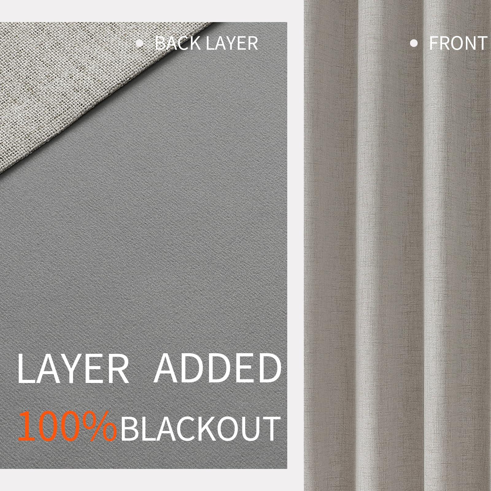 Joydeco 100% Blackout Curtains 63 Inch Length, Living Room Curtains 2 Panels Set, Room Darkening Curtains w/Grommets, Textured Thermal Drapes, Greyish White Blackout Curtains for Bedroom (42x63inch) - Image 3