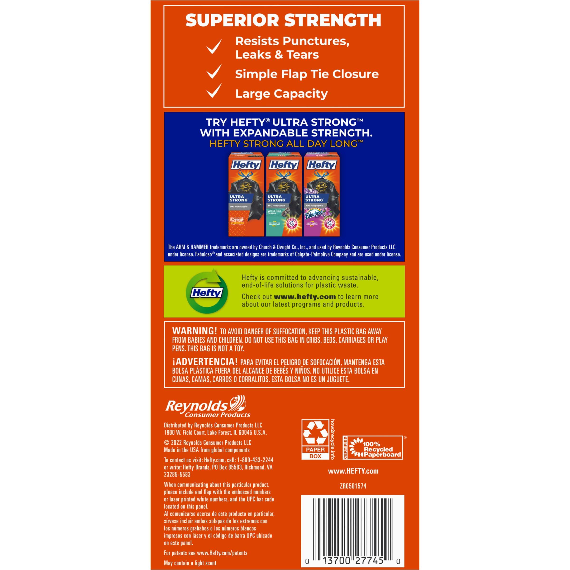 Hefty Easy Flaps Multipurpose Large Trash Bags, 30 Gallon, 40 Count - Image 2