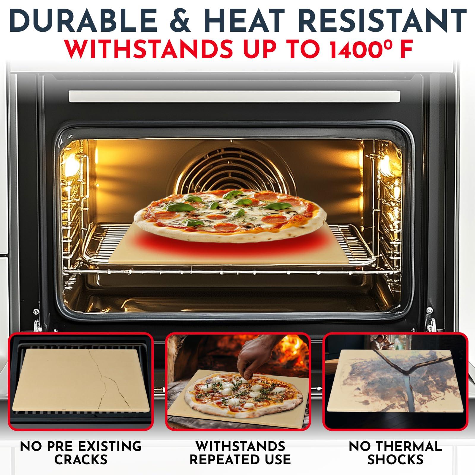 Crack-Resistant, Easy-to-Clean Pizza Stone for Oven Set – 15 x 12 inch Pizza Stone for Grill, Even Heating for Perfect Crispy Crusts! Pizza Making Accessories - Image 4