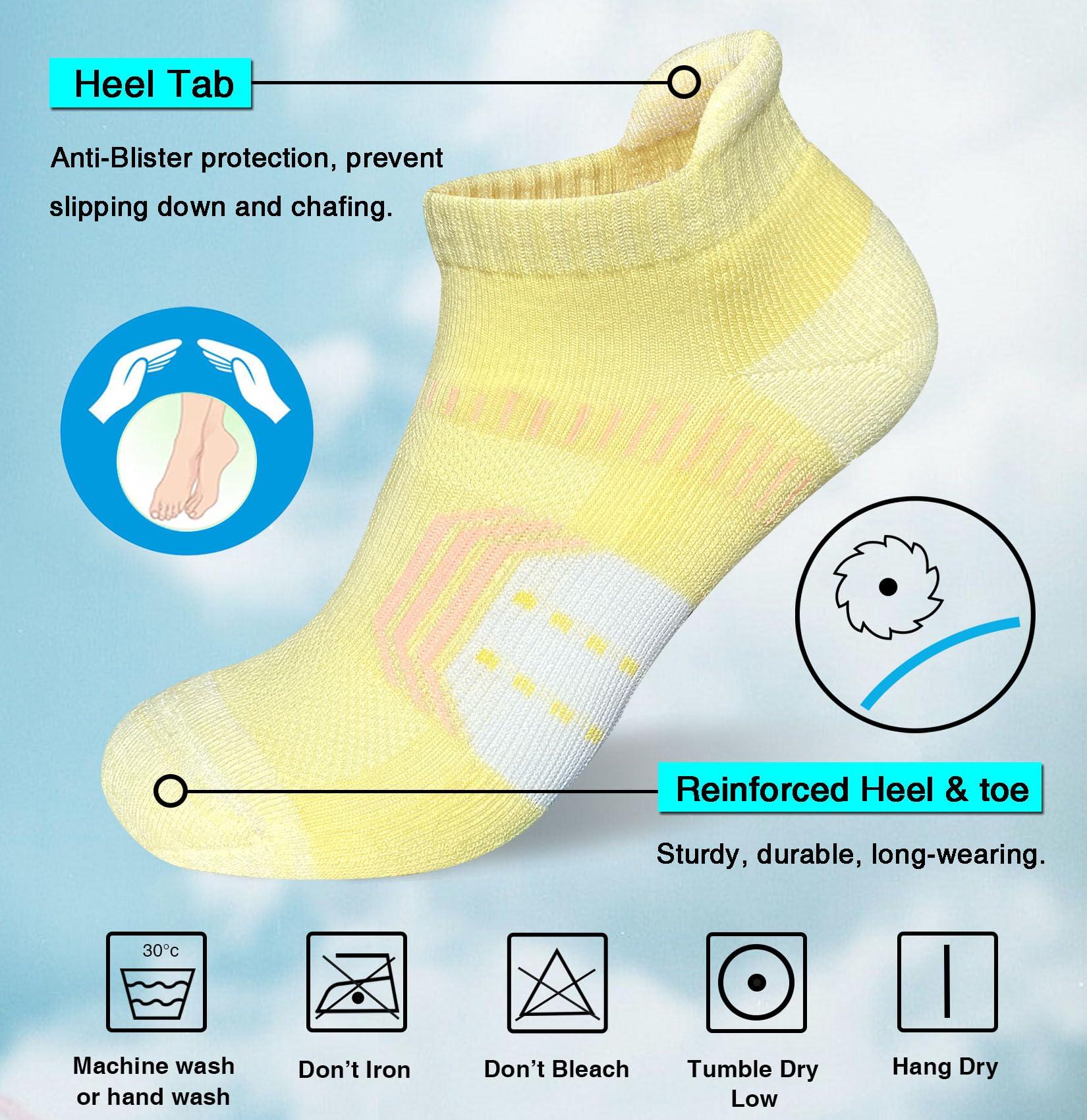 suaskk Womens Athletic Cushioned Anti-Blister Comfort Running Ankle Socks 5 Pairs - Image 4