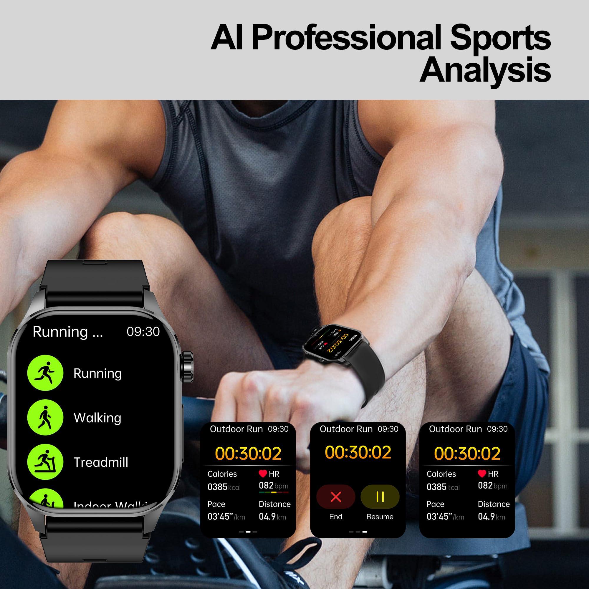 Smart Watch for Men Women, 2.04" AMOLED Color Screen, 24/7 Heart Rate, Blood Oxygen, Blood Pressure, Sleep and Stress Health Monitor, Blood and Body Composition Insights, 150 Sports Modes (Black) - Image 6
