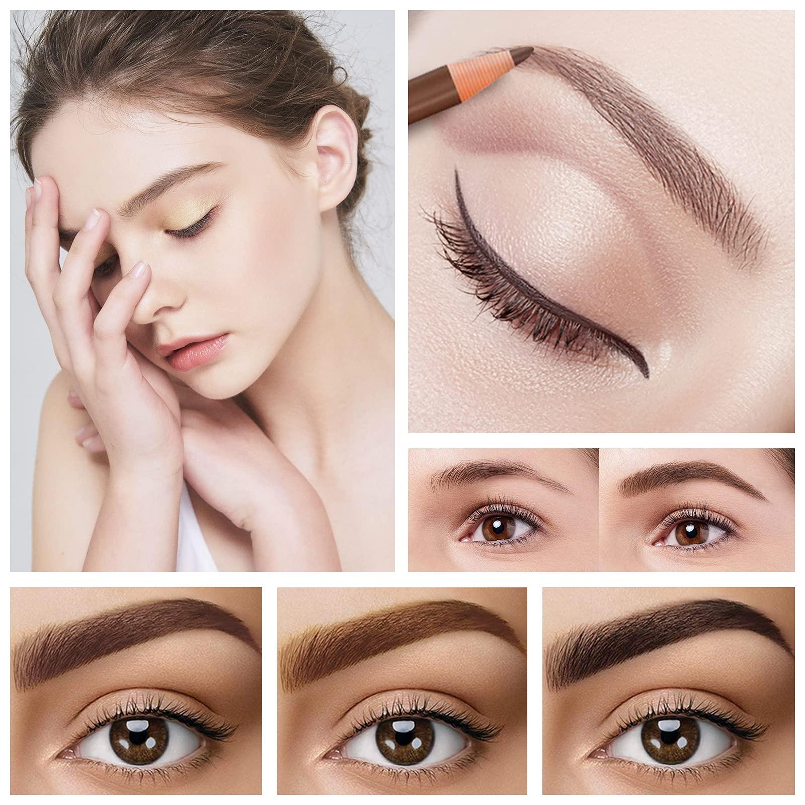 LSxia Waterproof Eye-Brow Pen-cil Set, Pull Cord Peel-off Eyebrow Pencil Microblading Eyebrow Pen Supplies Kit, White Eye-Liner Pencil and Eyebrow Tool Tattoo Makeup (6+1 Brown+Dark Brown+Light Brown) - Image 3