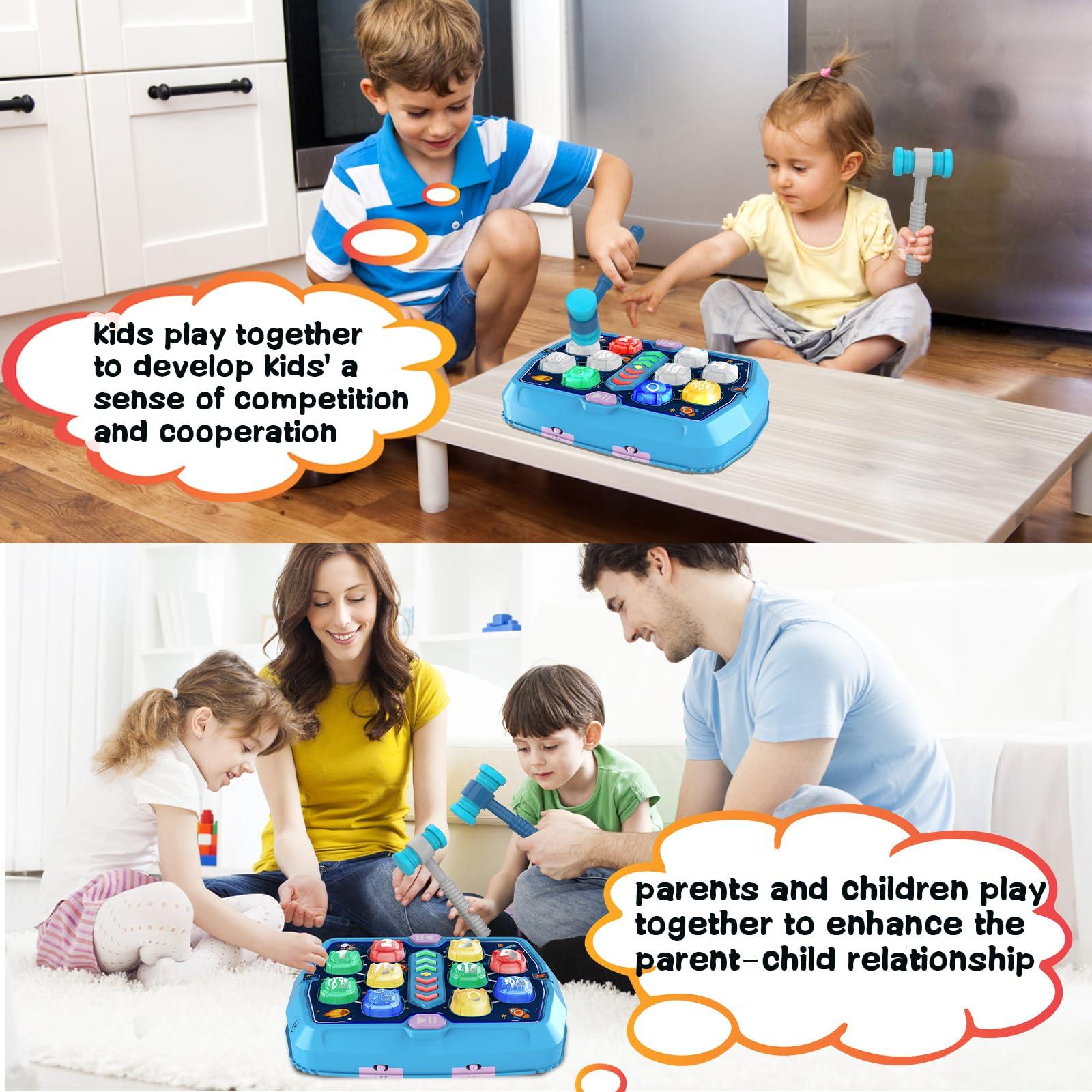Hammer Mole Game for 3 4 5 6 Year Old Boys, Pounding Toys for Age 3-8, 3 Modes & Light Interactive Toddlers Toy with 2 Hammer, Baby Toy Gifts for Early Learning, Birthday Gift for Toddler Boy Girl - Image 6