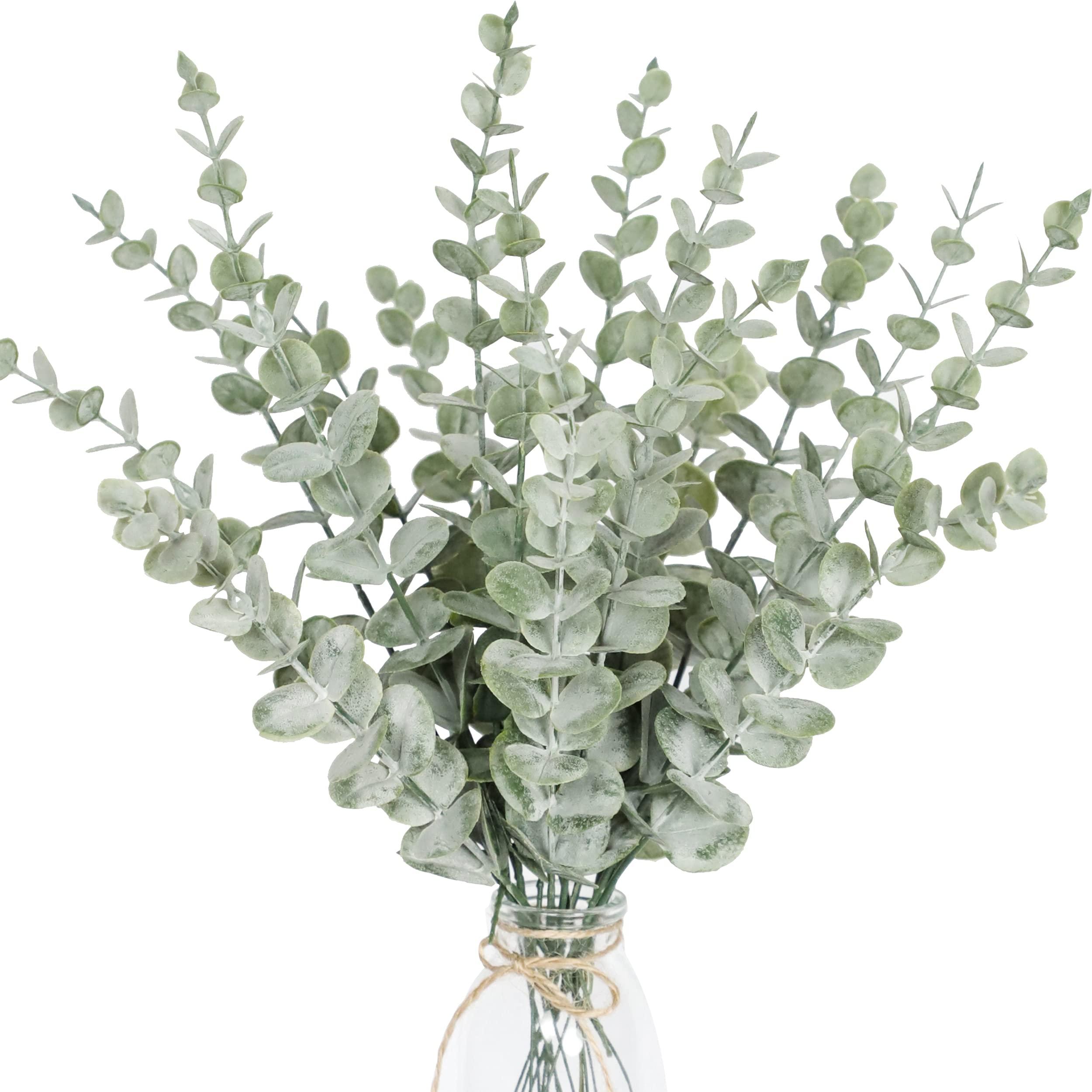 Tiyard 18pcs Eucalyptus Stems Artificial Eucalyptus Leaves Stems Artificial Fake Flowers for Home Office Flowers Bouquet Centerpiece Wedding Decoration Christmas Decor 2025