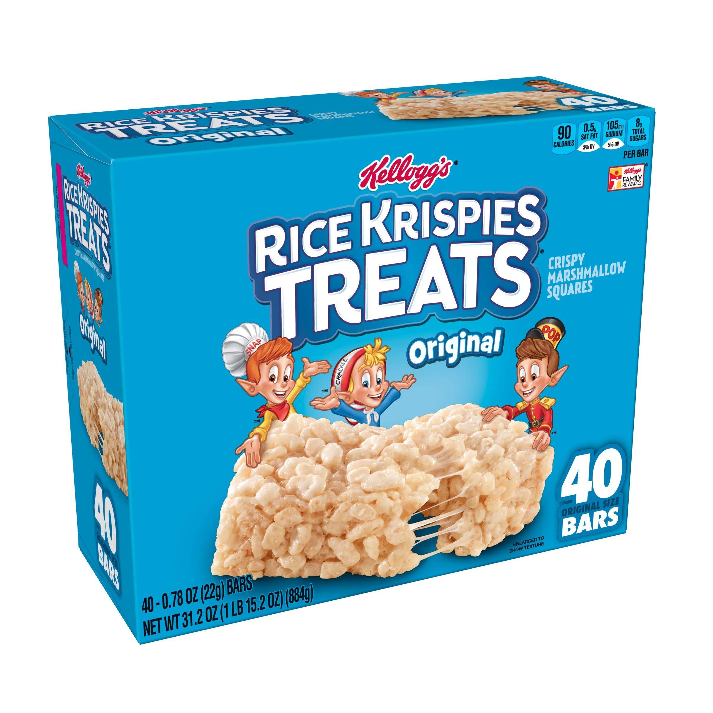 Kellogg’s Rice Krispies Treats Crispy Marshmallow Squares Bars 31.2 oz, 40 Count - Pack of 2