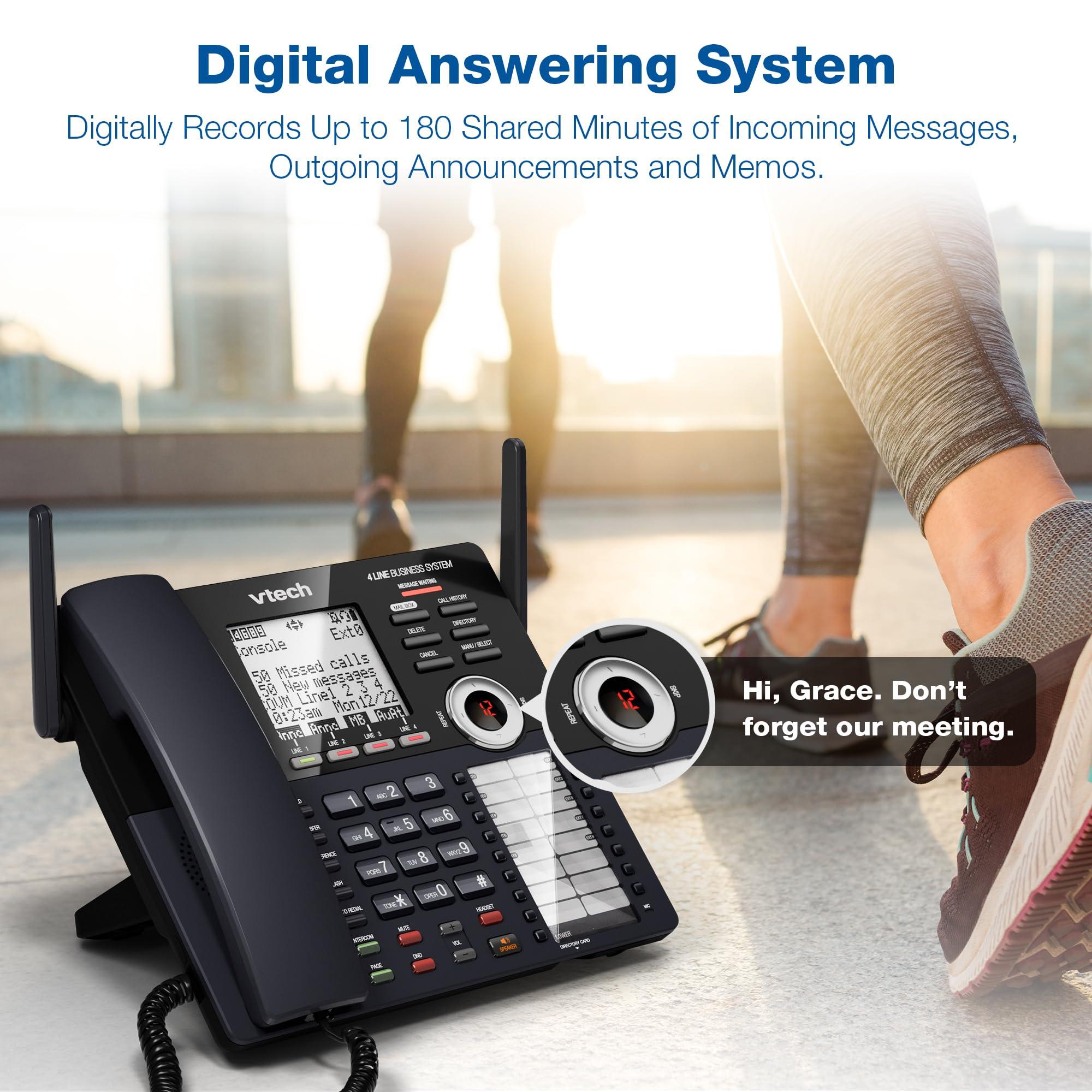 VTech AM18447 Main Console 4-Line Expandable Small Business Office Phone System with Answering Machine, Intercom, Auto Attendant & Music on Hold, Black - Image 6