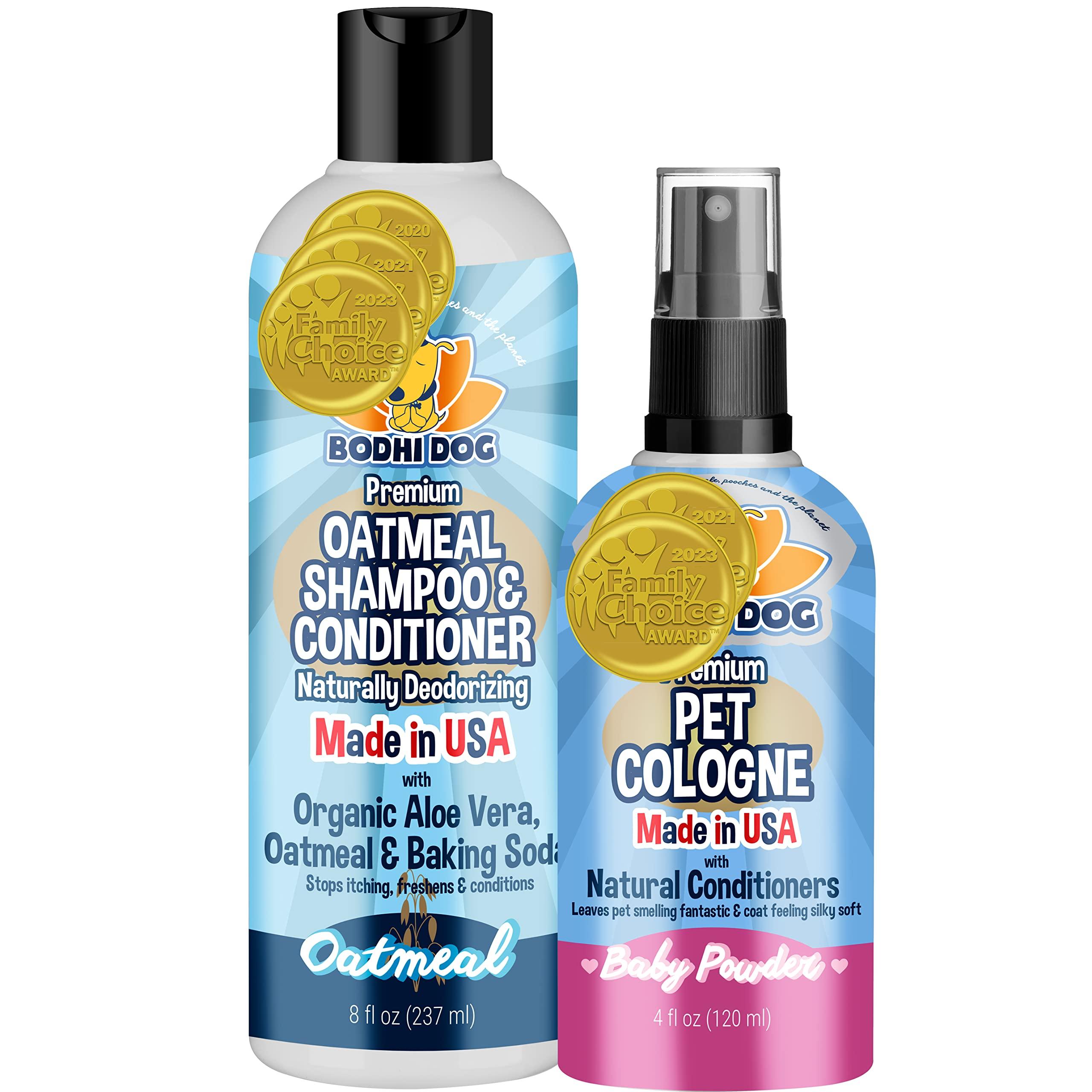 Bodhi Dog Baby Powder Scented Cat & Dog Cologne 4oz + Oatmeal Dog Shampoo & Conditioner for Pet Grooming 8oz | Moisturizing Dog Shampoo for Sensitive Skin | Deodorizing Cat and Dog Grooming Bundle - Image 1
