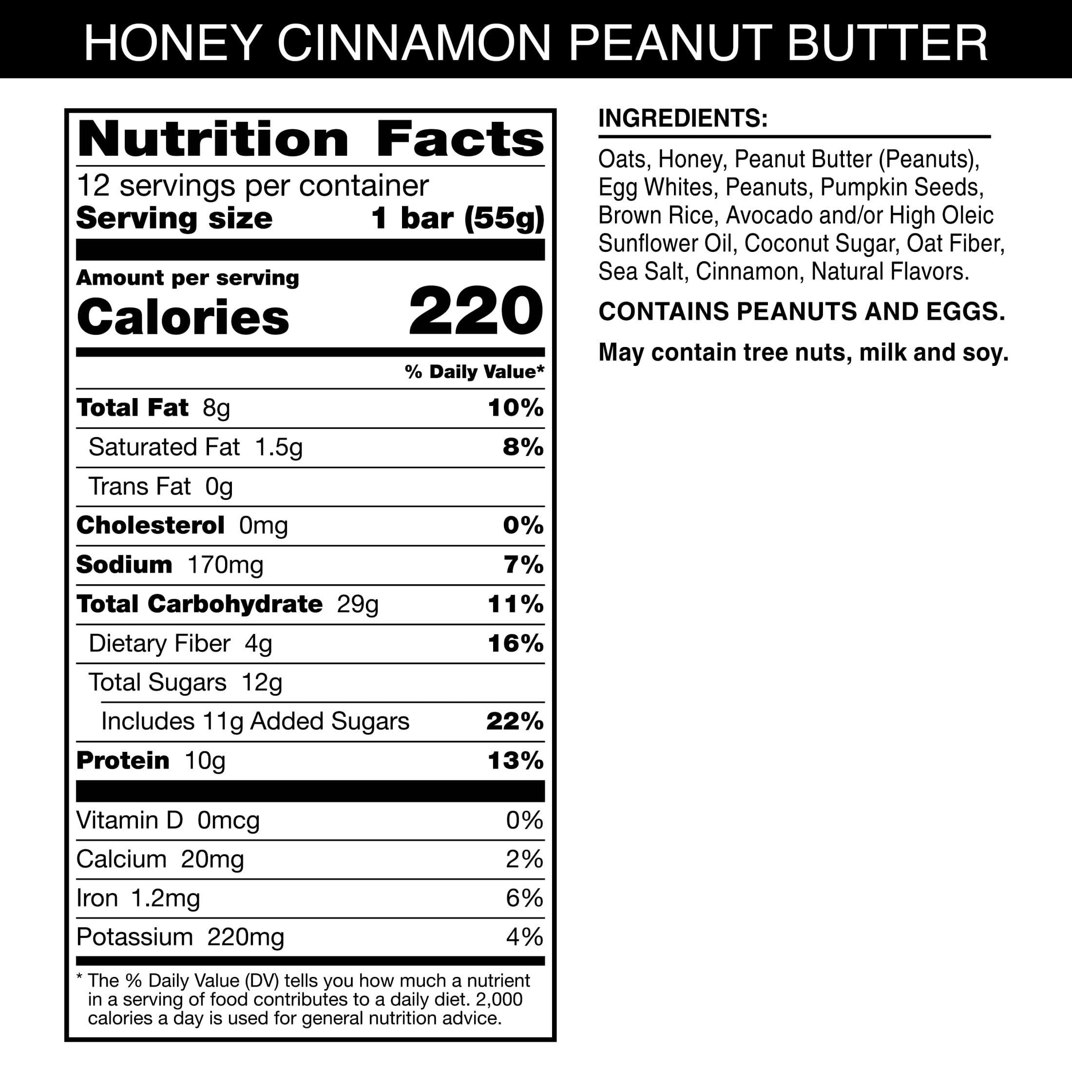RXBAR Nut Butter and Oat Protein Bars, Protein Snacks, Snack Bars, Honey Cinnamon Peanut Butter, 23.2oz Box (12 Bars) - Image 2