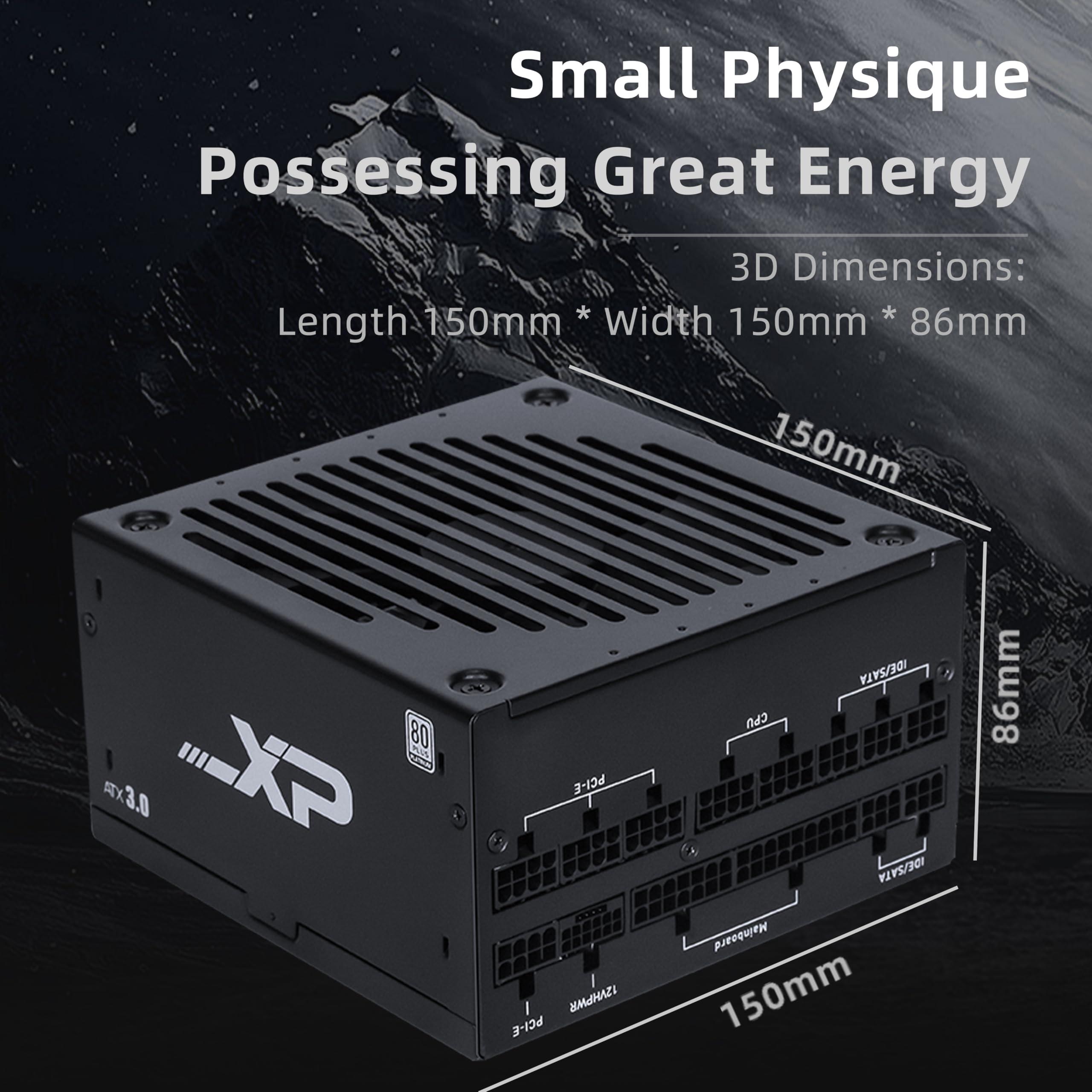 SAMA PC Power Supply, XP1000W Fully Modular PSU Platinum 80+, 12VHPWR PSU, ATX3.0&PCIE5.0 Gaming PSU, 120mm Silent FDB Fan, 1000W PSU Supply for 3090Ti 4070Ti 4080 4090 - Image 4