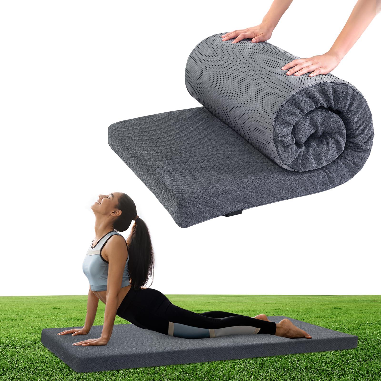 HOMBYS Memory Foam Camping Mattress Pad,Portable Sleeping Pad for Adult,Waterproof Cot Mattress,Roll Up Floor Mattress,Foldable Backpacking Travel Bed for Hiking,Guest Bed - Image 6