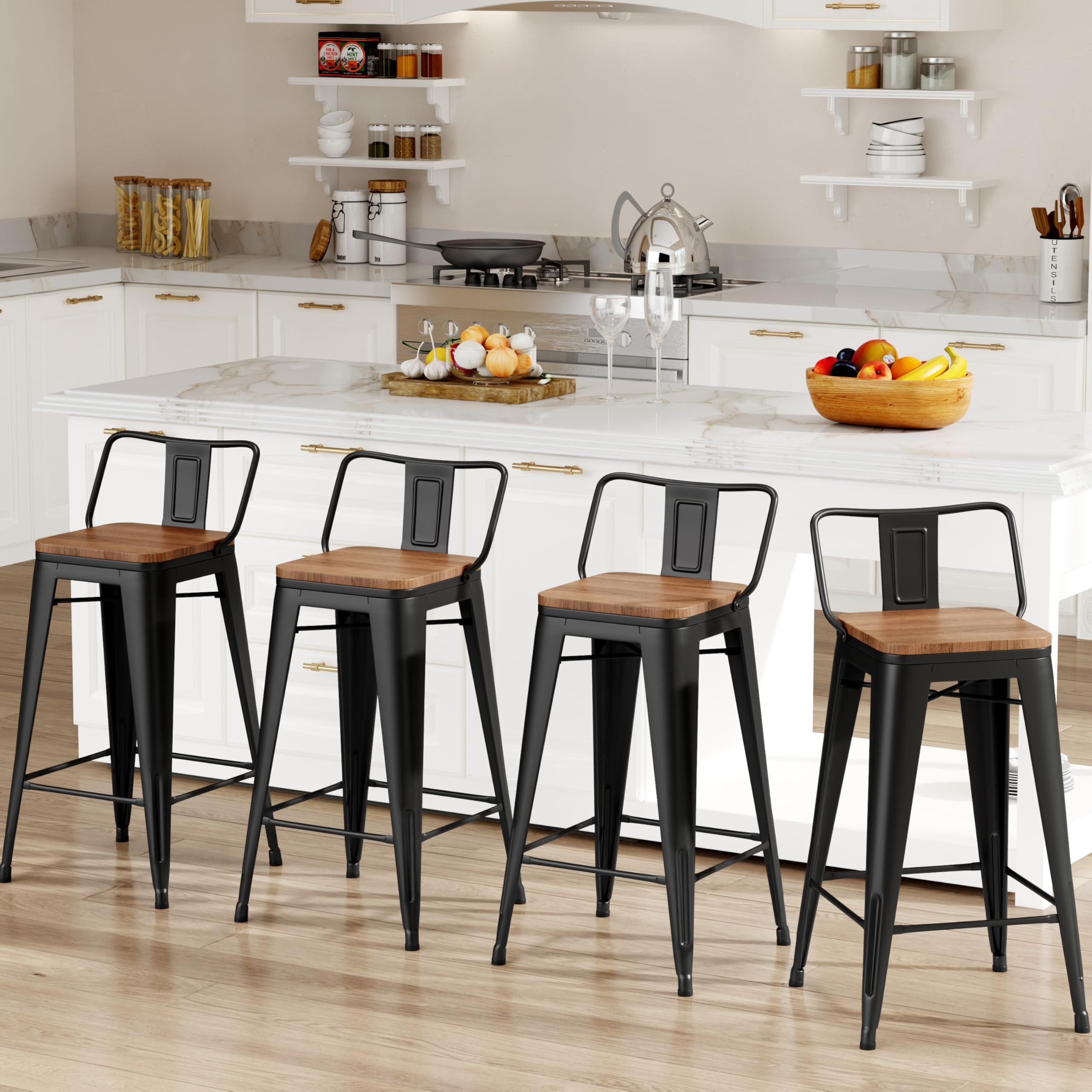 Changjie Furniture 24 Inch Bar Stools Set of 4 Industrial Metal Barstools Counter Height Bar Stool with Backs for Home Kitchen (24 inch, Black) - Image 9