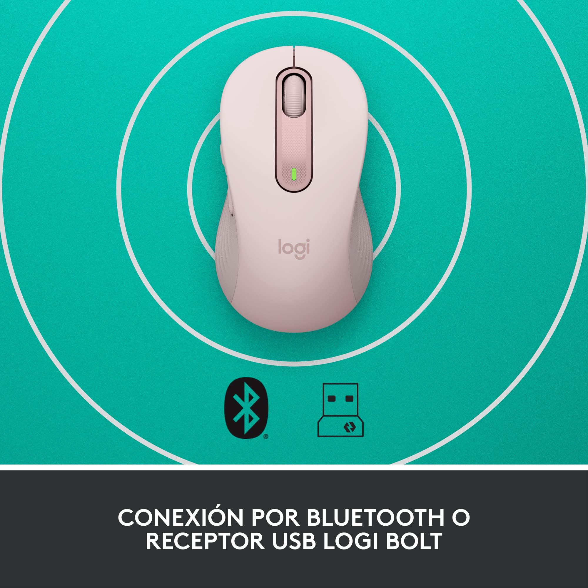 Logitech Signature M650 Wireless Mouse - for Small to Medium Sized Hands, 2-Year Battery, Silent Clicks, Customizable Side Buttons, Bluetooth, Multi-Device Compatibility - Rose (Renewed) - Image 6