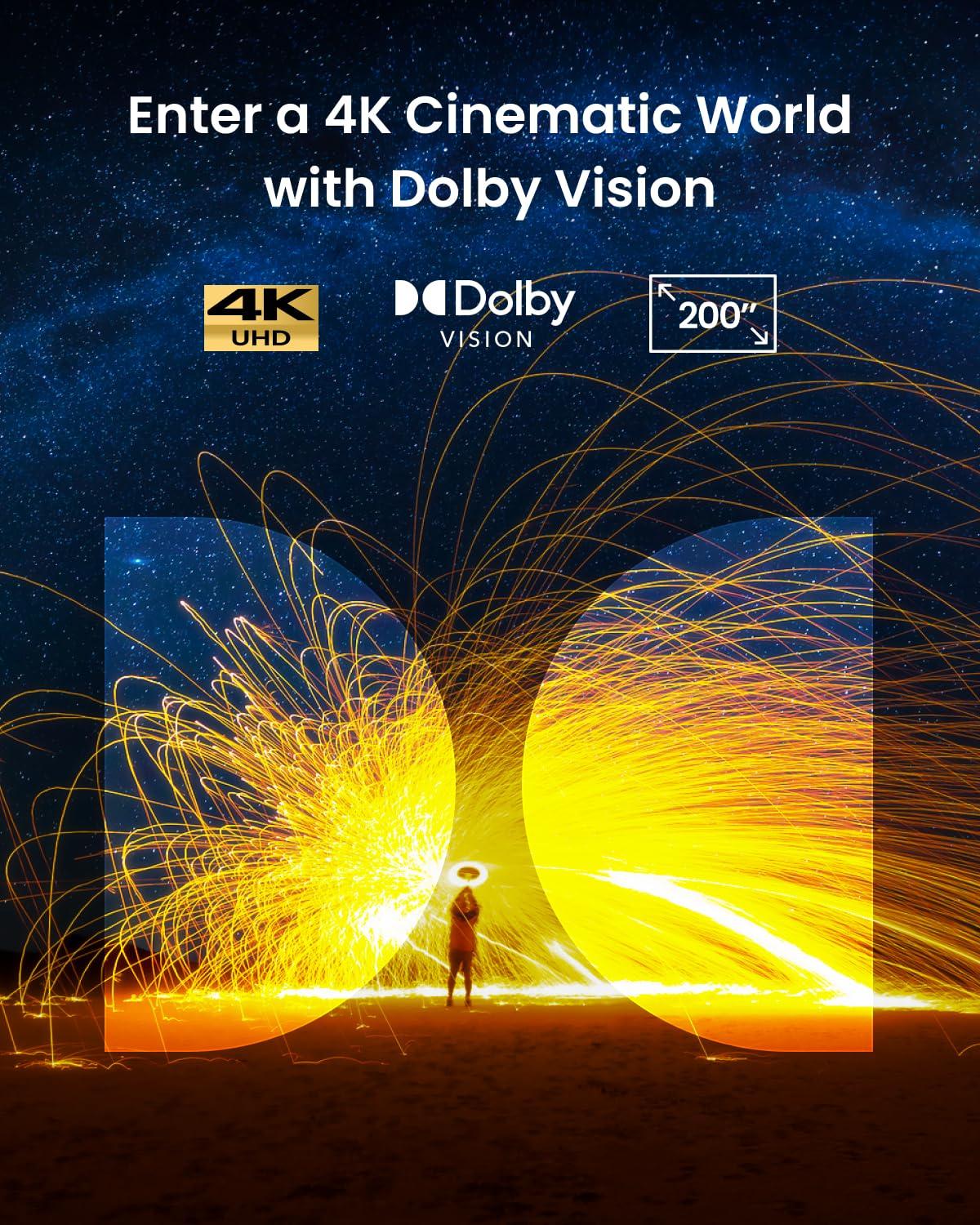 NEBULA Cosmos 4K SE Smart Projector, 4K High-Brightness with Dolby Vision, 200" Screen, 1,800 ANSI Lumens, HybridBeam, Enhanced Image Quality, Google TV, Portable, for Gaming, Home, and Office Use - Image 2