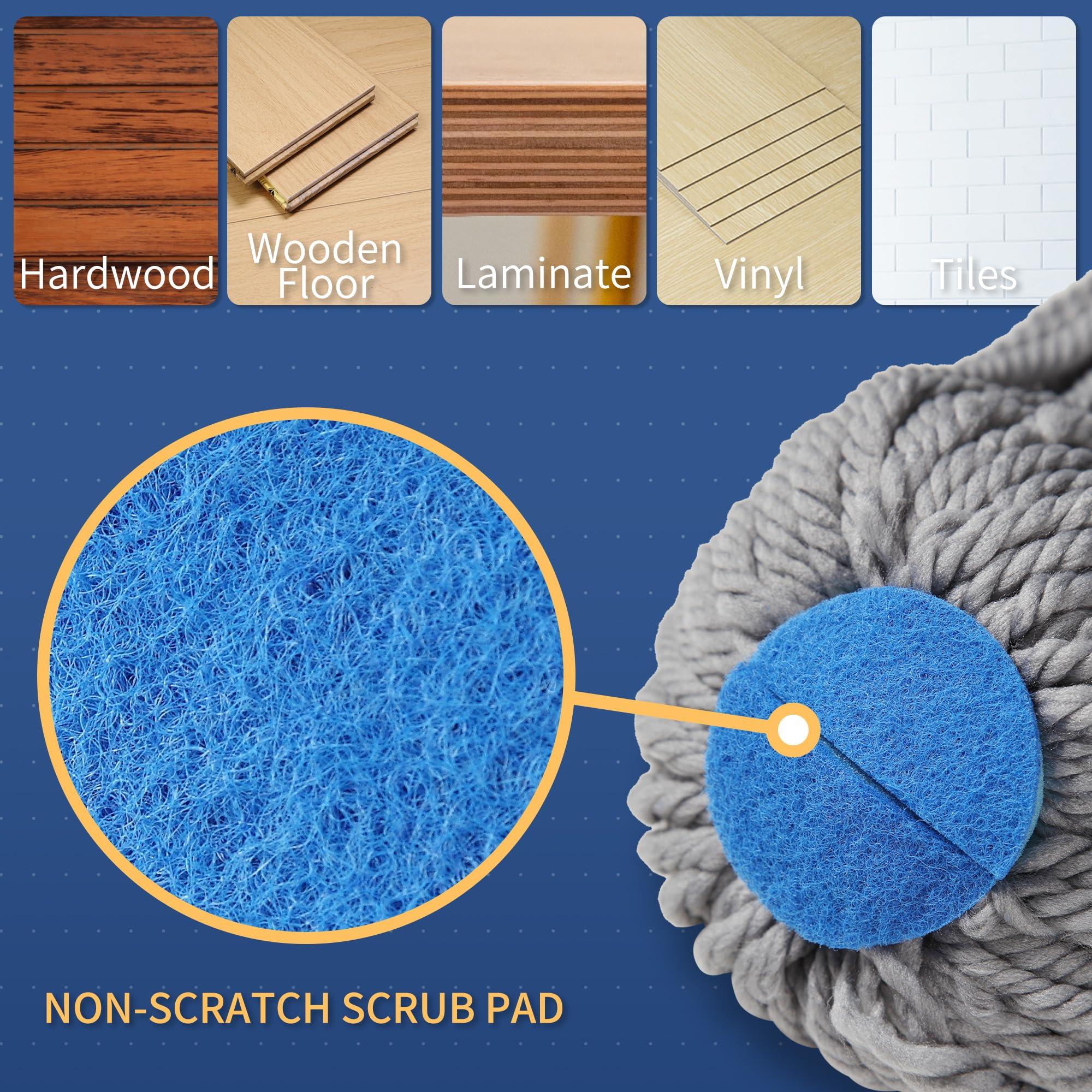 BOOMJOY Self Wringing Mop for Floor Cleaning, Long Handled Twist Mop with Scouring Pad for Kitchen Hardwood Vinyl Tile Laminate Home Office - Image 4