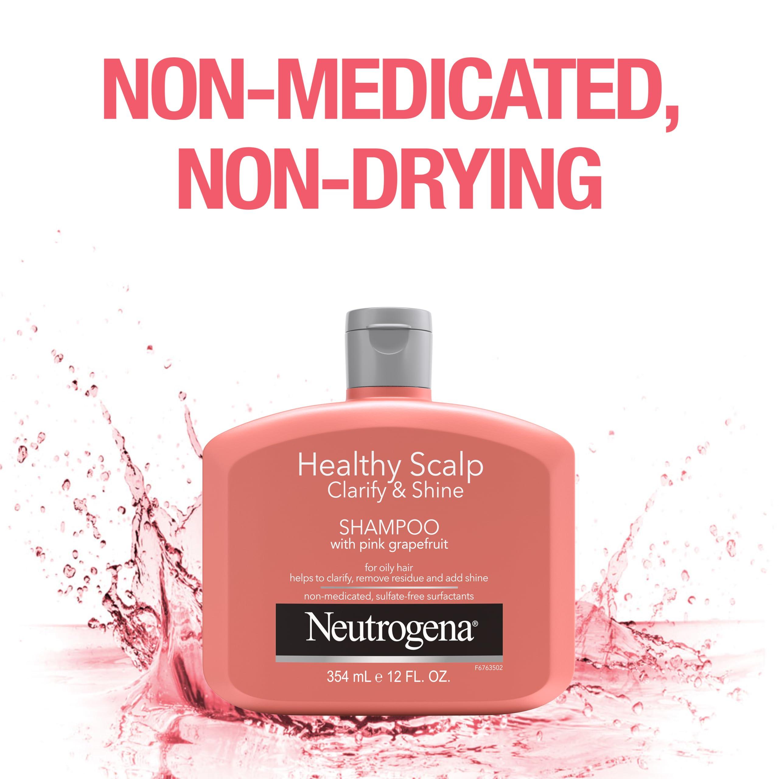 Neutrogena Exfoliating Healthy Scalp Clarifying Shampoo for Oily Hair & Scalp, Pink Grapefruit pH-Balanced Anti-Residue Formula Adds Shine, Sulfate, Paraben & Phthalate-Free, Color-Safe, 12 Fl Oz - Image 3