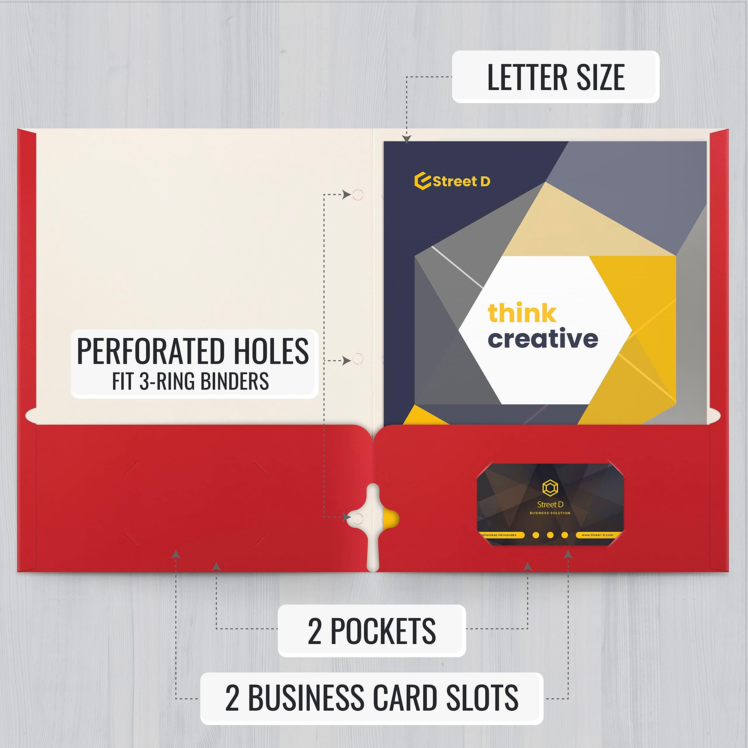Better Office Products Two Pocket Portfolio Folders, 50-Pack, RED, Letter Size Paper Folders, 50 Pieces, Red - Image 2