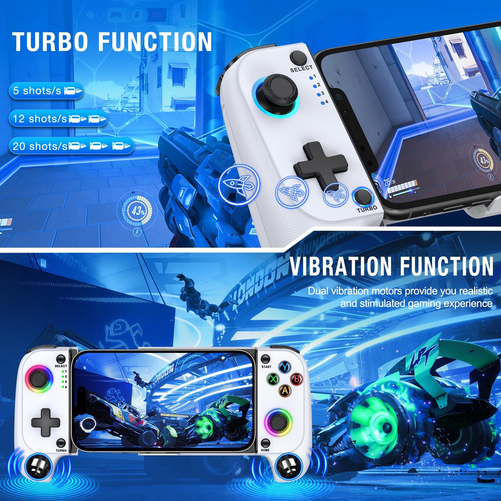 Wireless Mobile Gaming Controller for iPhone/Android, Phone Game Controller Support Phone Case, Colorful Light Hall Joystick, Turbo, Mobile Gaming Gamepad - Image 5