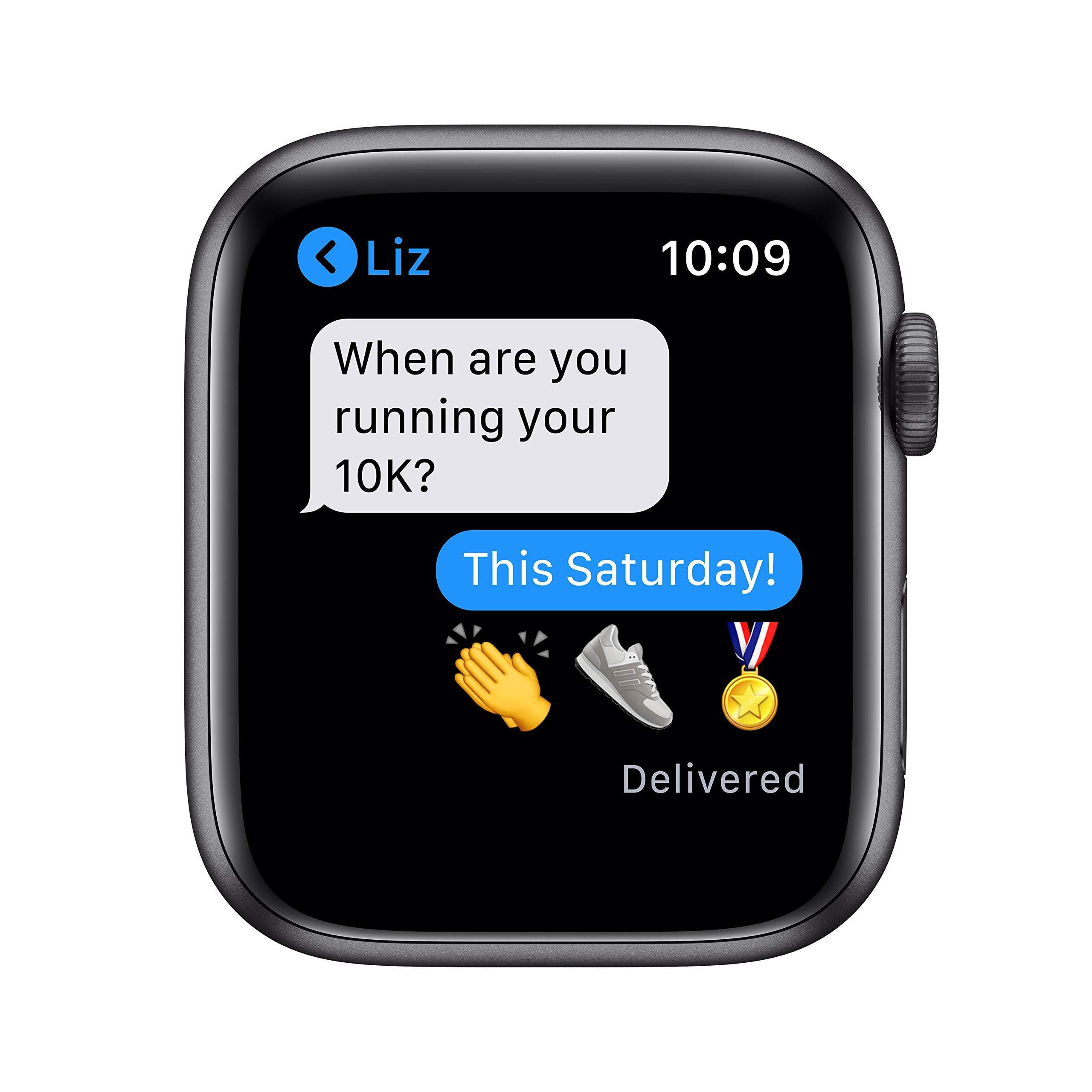 Apple Watch Series 6 (GPS, 44mm) - Space Gray Aluminum Case with Black Sport Band (Renewed) - Image 5