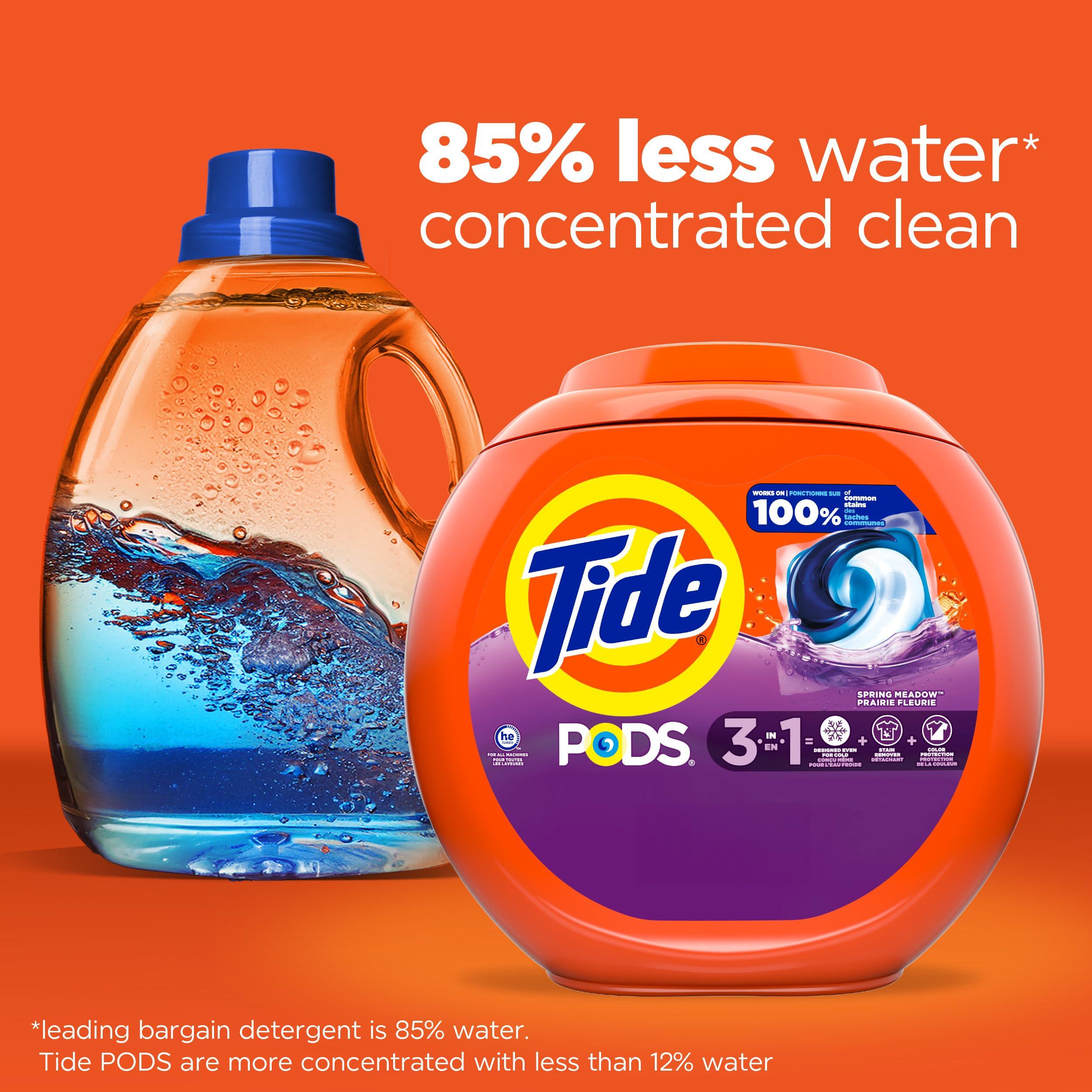 Tide PODS laundry detergent pacs, 3-in-1 Stain Remover, Odor Fighter, Color Protector, 76 Count, HE compatible, Spring Meadow Scent - Image 8